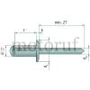 Werkzeug Befestigungsartikel Blindnieten Standard-Blindniet ALFO® Großkopf, offen  <br>  Niethülse: Aluminium  <br>  Nietdorn: Stahl
