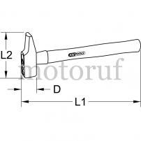 Werkzeug Schlosserhammer, französische Form mit Eschestiel, 400g