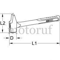 Werkzeug Schlosserhammer, französische Form mit Fiberglasstiel, 1500g