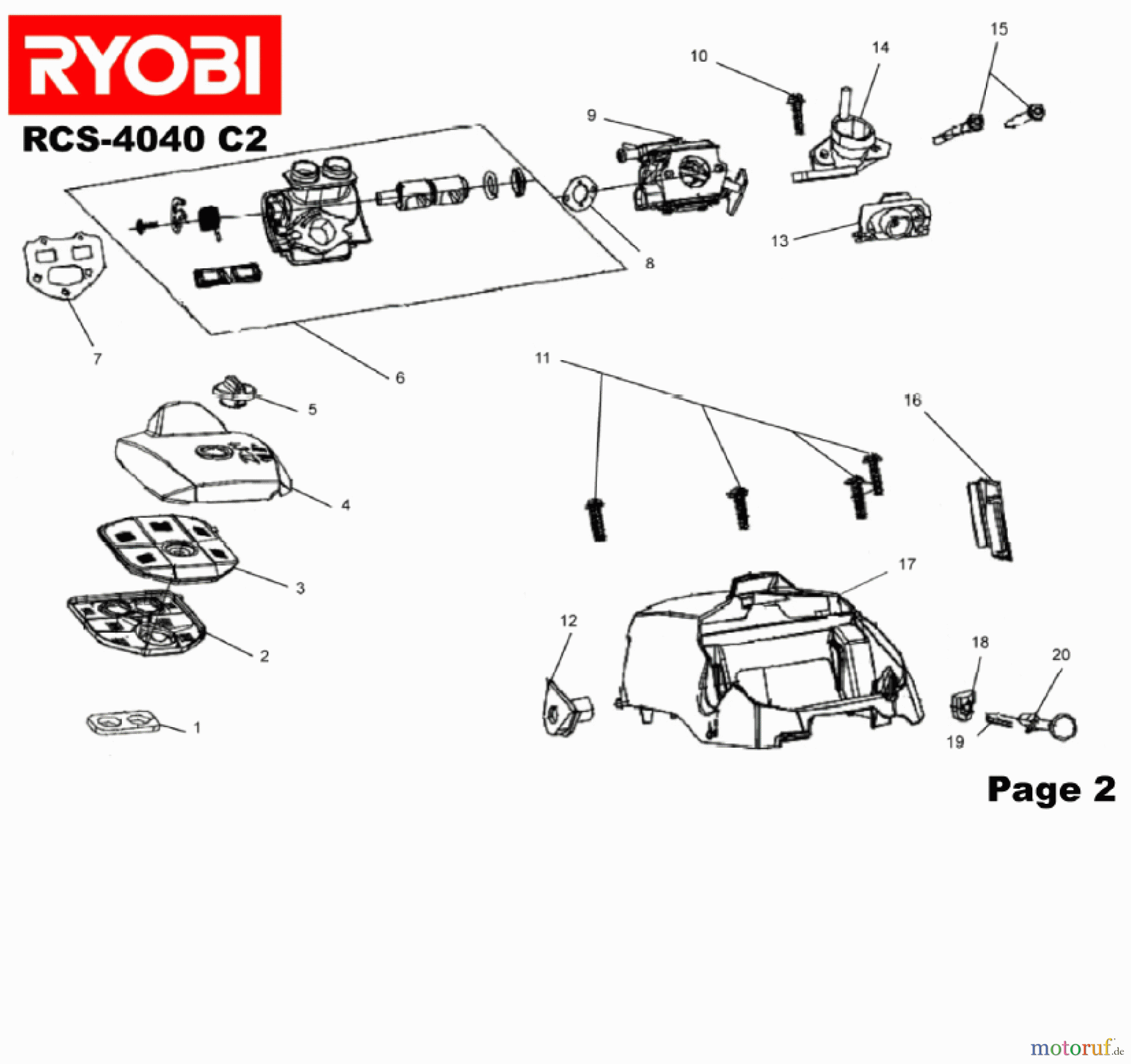  Ryobi Kettensägen Benzin RCS4040C2 Luftfilter, Vergaser