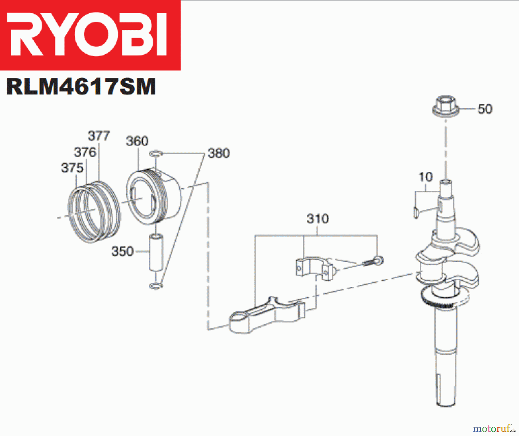  Ryobi Rasenmäher Benzin RLM4617SM Kurbelwelle