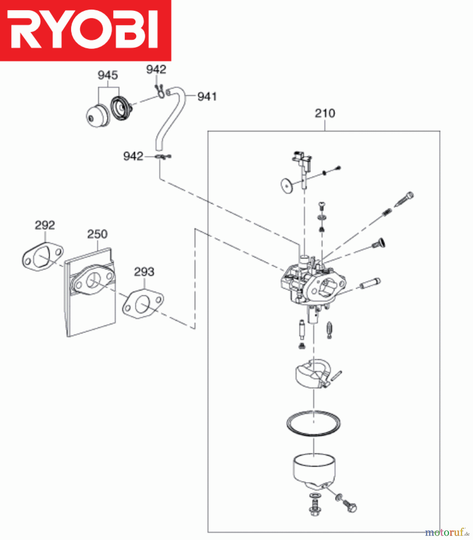  Ryobi Rasenmäher Benzin RLM5319SME Vergaser