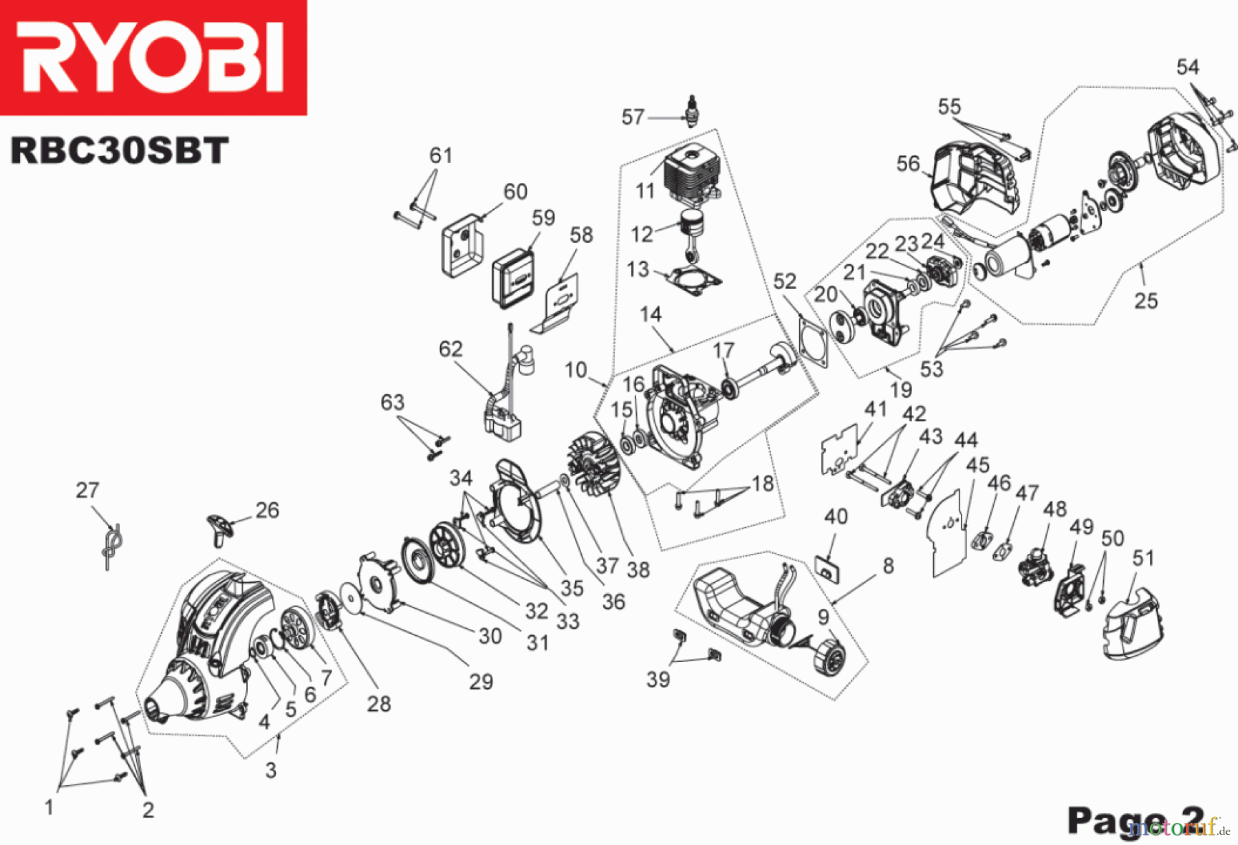  Ryobi Sensen Freischneider Benzin RBC30SBT Seite 2