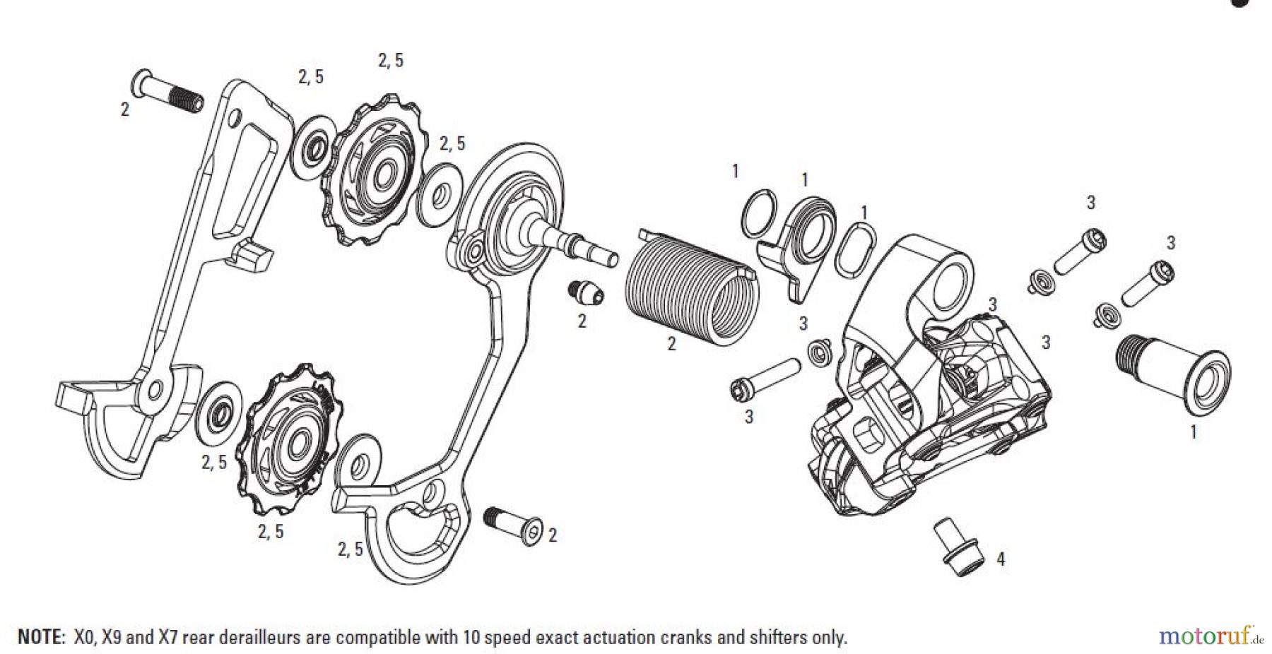  Sram Sram SRAM X0 / X9 / X7 / ViaGT - REAR DERAILLEUR 2x10, 3x10 (2011-2012)