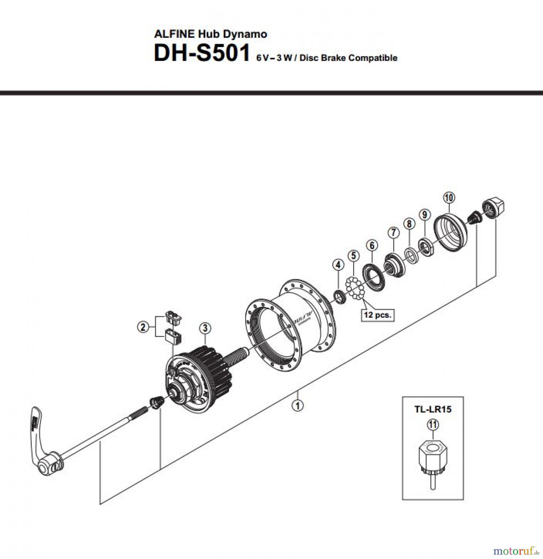  Shimano DH Dynamo Hub - Nabendynamo DH-S501 2857A