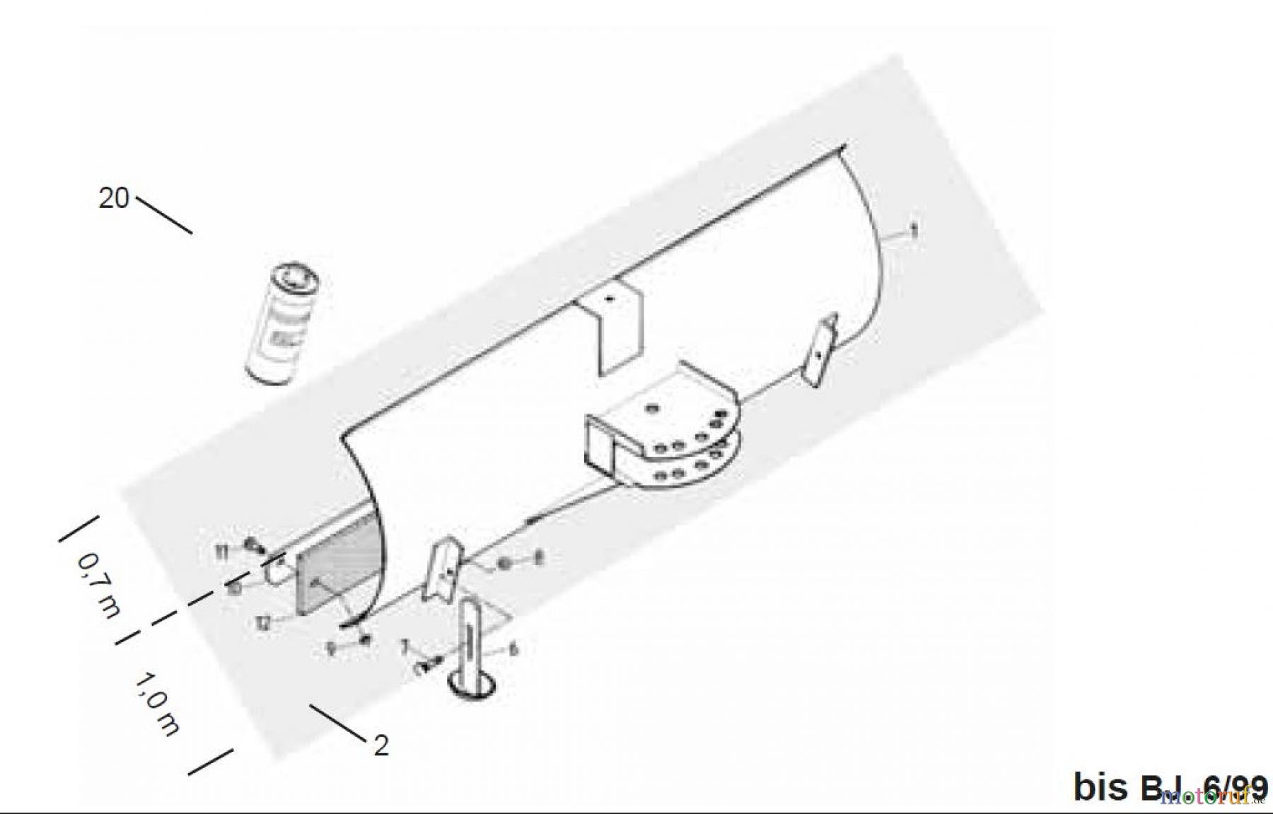  Tielbürger Wiesenmäher Zubehör Räumschilder für: t56, t56R, t57, t57R, t60, t66, t70  (1,0m) bis BJ. 6/99