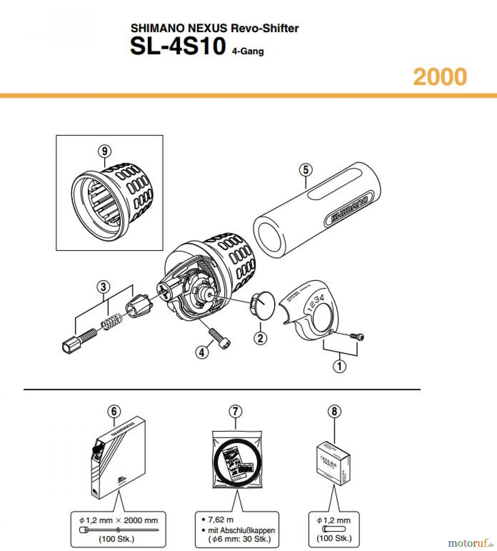  Shimano SL Shift Lever - Schalthebel SL-4S10, 2000 SHIMANO NEXUS Revo-Shifter