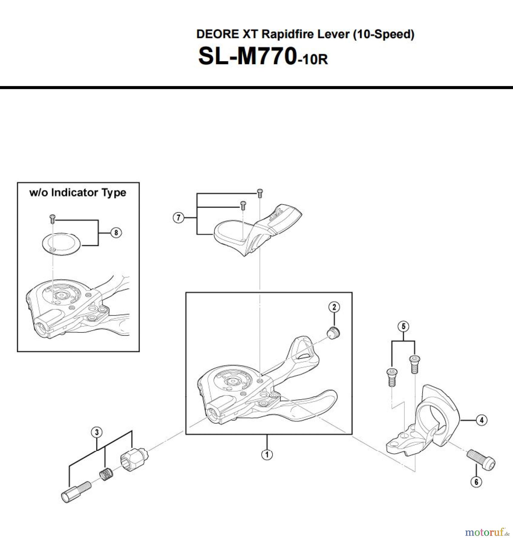  Shimano SL Shift Lever - Schalthebel SL-M770-10R DEORE XT Rapidfire Lever (10-Speed)