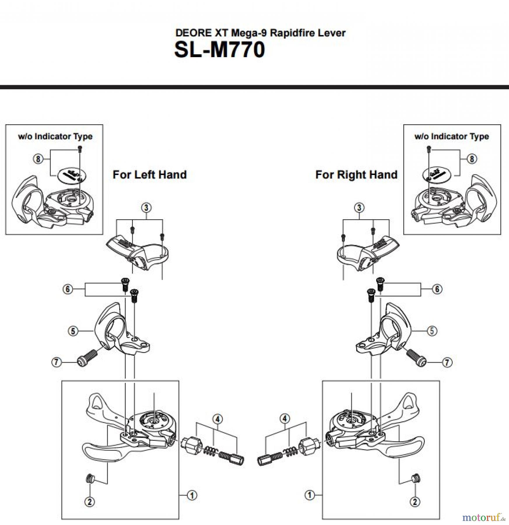  Shimano SL Shift Lever - Schalthebel SL-M770-2708A DEORE XT Mega-9 Rapidfire Lever