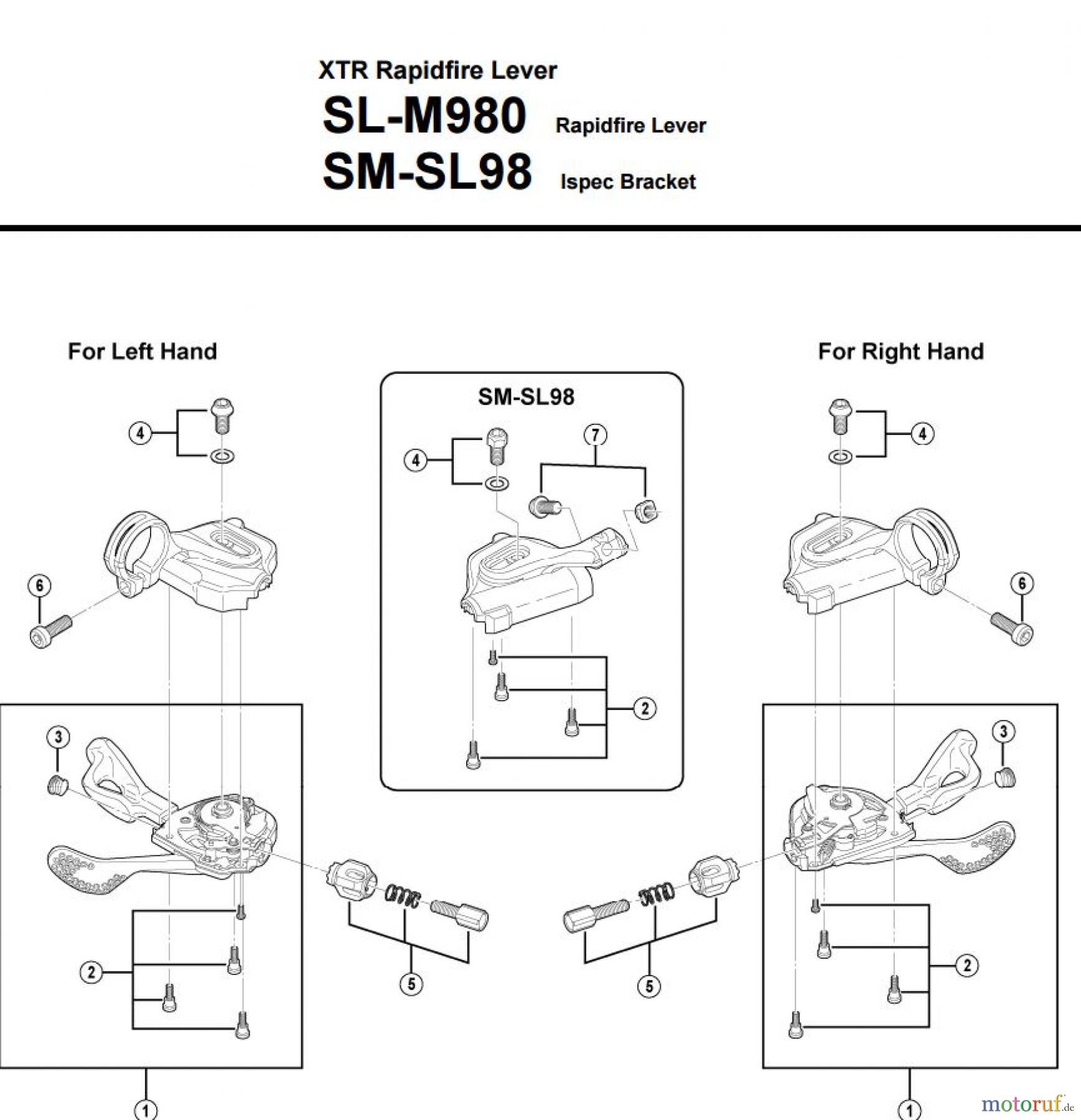  Shimano SL Shift Lever - Schalthebel SL-M980 -3083 XTR Rapidfire Lever