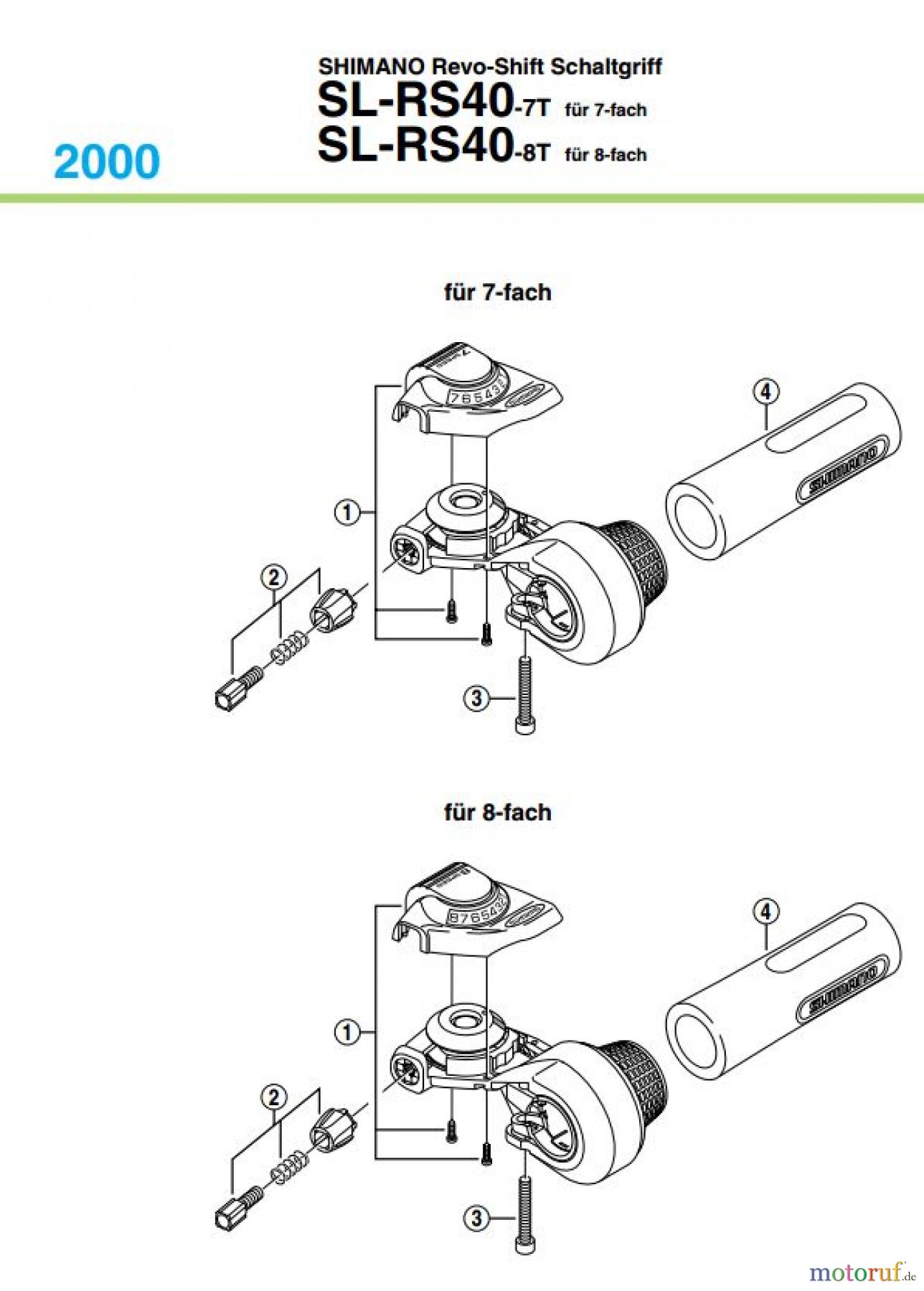  Shimano SL Shift Lever - Schalthebel SL-RS40, 2000 SHIMANO Revo-Shift Schaltgriff