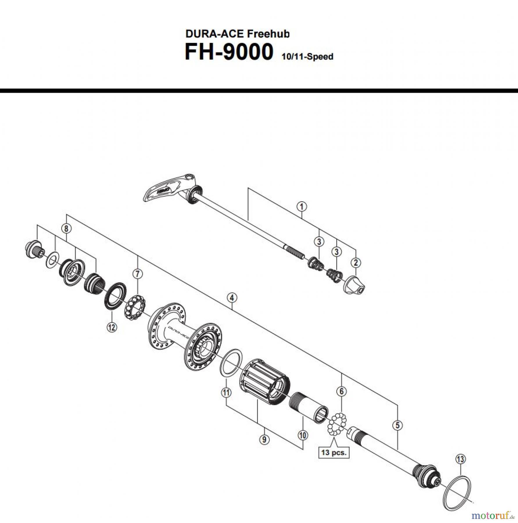  Shimano FH Free Hub - Freilaufnabe FH-9000 DURA-ACE Kassettennabe 10/11-fach