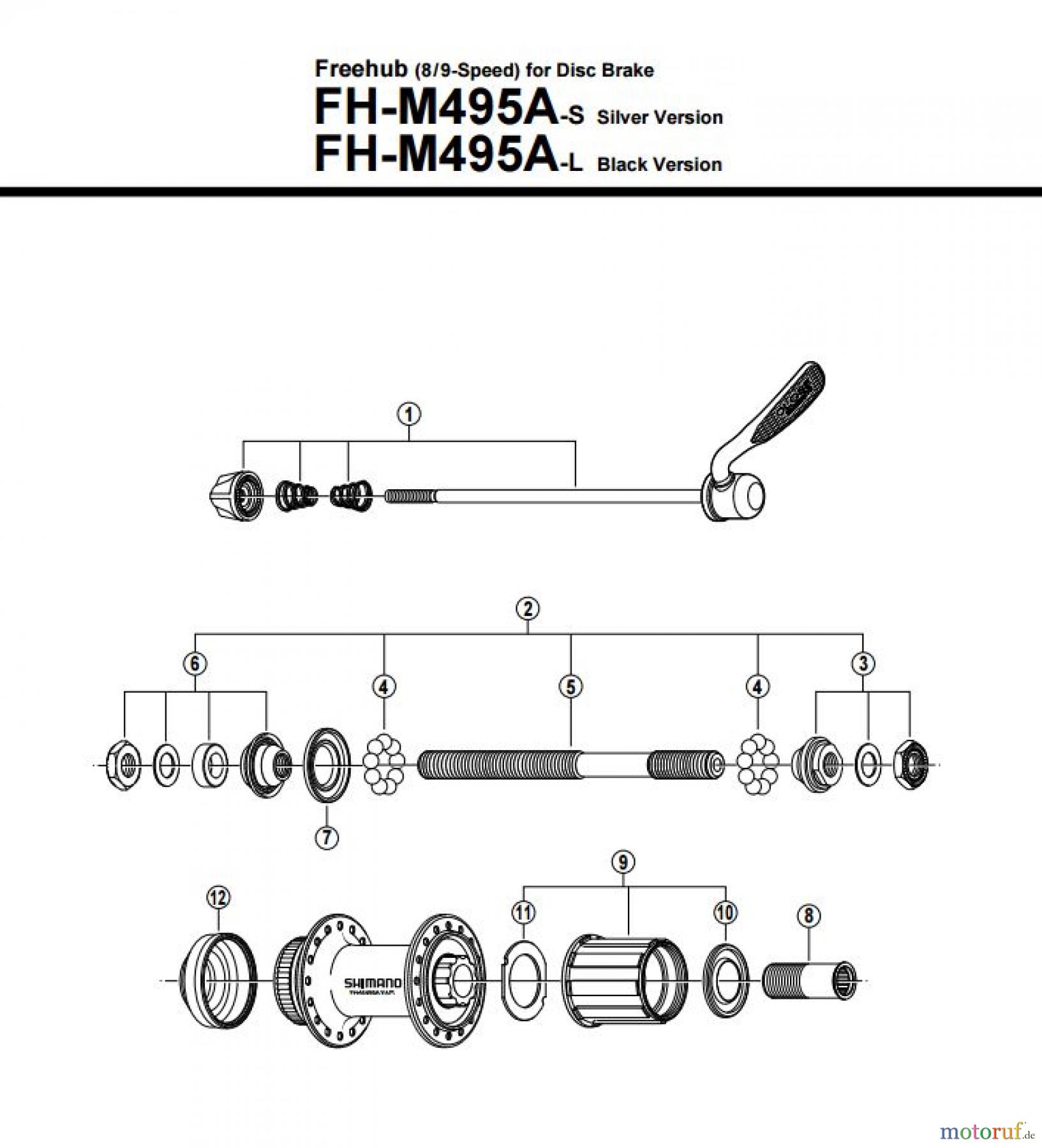  Shimano FH Free Hub - Freilaufnabe FH-M495A -2557A Kassettennabe 8-/9-fach