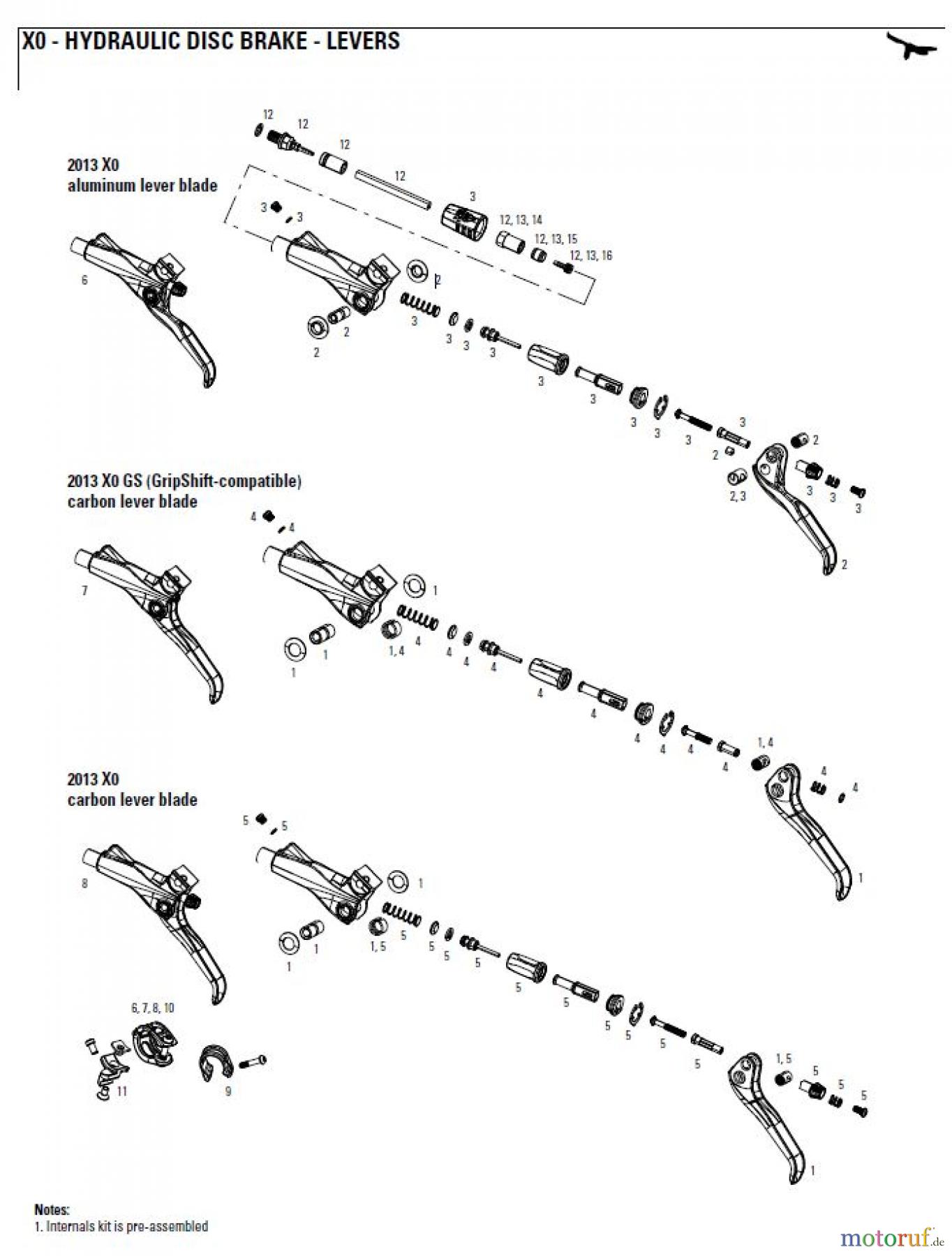  Sram avid HYDRAULIC DISC BRAKE - LEVERS X0 - HYDRAULIC DISC BRAKE - LEVERS 2013