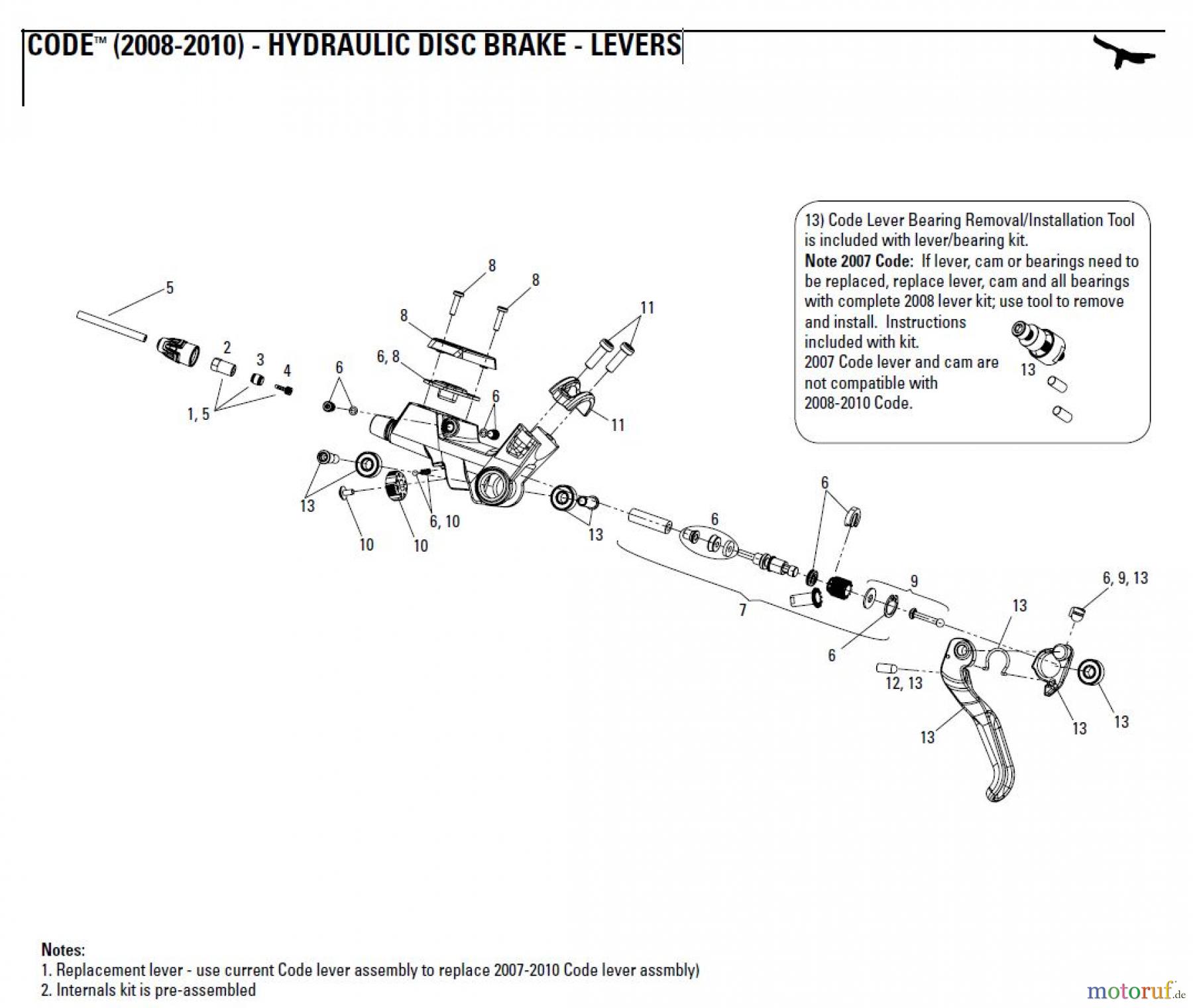  Sram avid HYDRAULIC DISC BRAKE - LEVERS CODE™ (2008-2010) - HYDRAULIC DISC BRAKE - LEVERS