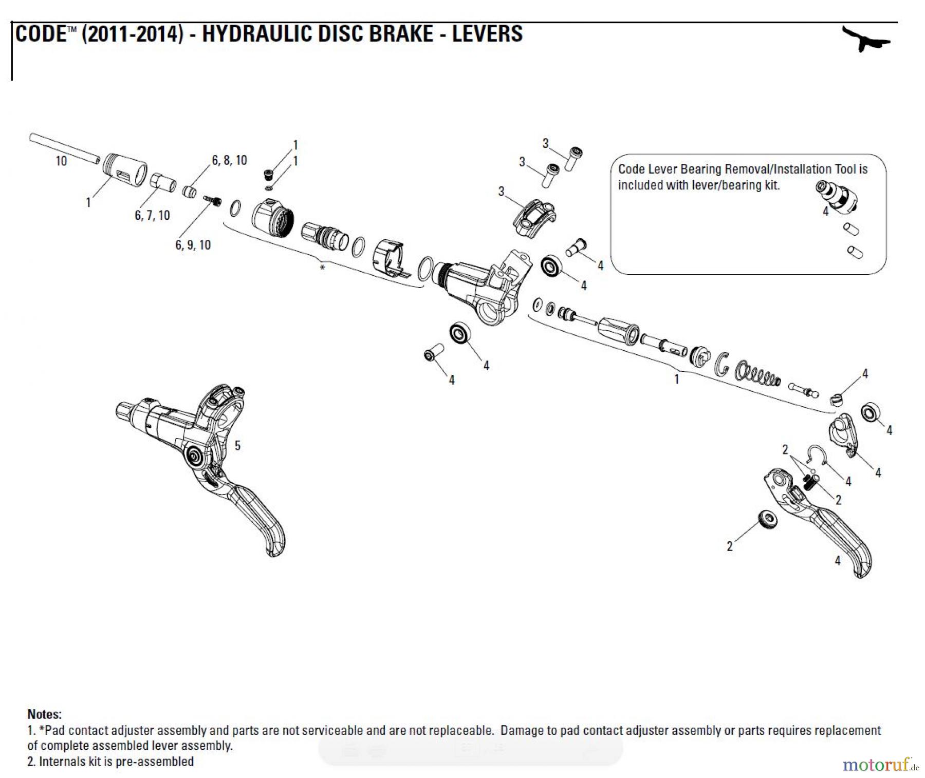  Sram avid HYDRAULIC DISC BRAKE - LEVERS CODE™ (2011-2014) - HYDRAULIC DISC BRAKE - LEVERS