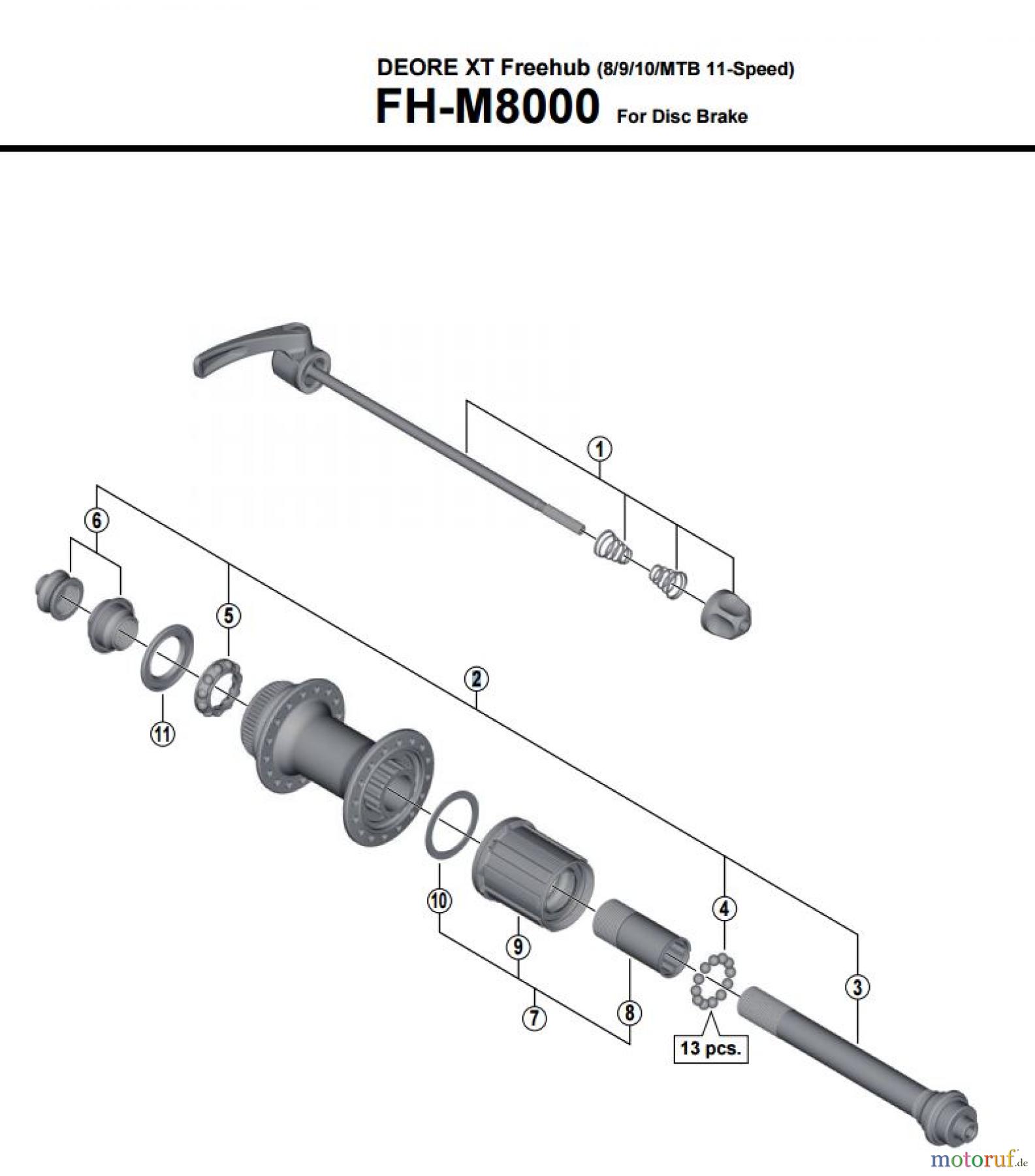  Shimano FH Free Hub - Freilaufnabe FH-M8000  DEORE XT Freehub (8/9/10/MTB 11-Speed)