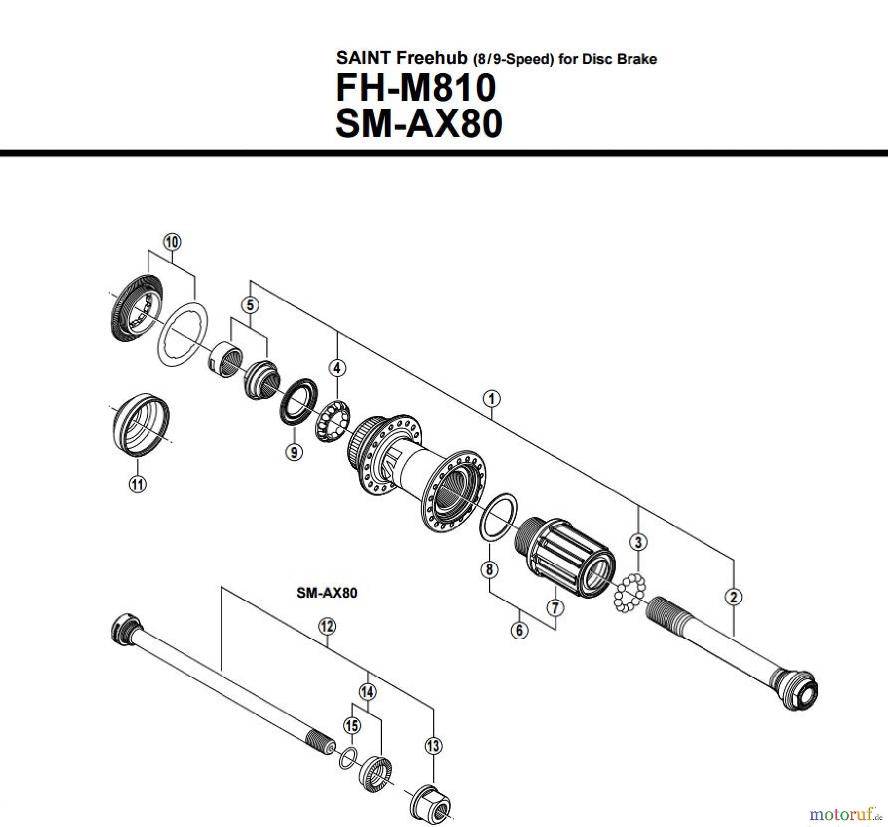  Shimano FH Free Hub - Freilaufnabe FH-M810 SAINT Freehub (8/9-Speed) for Disc Brake