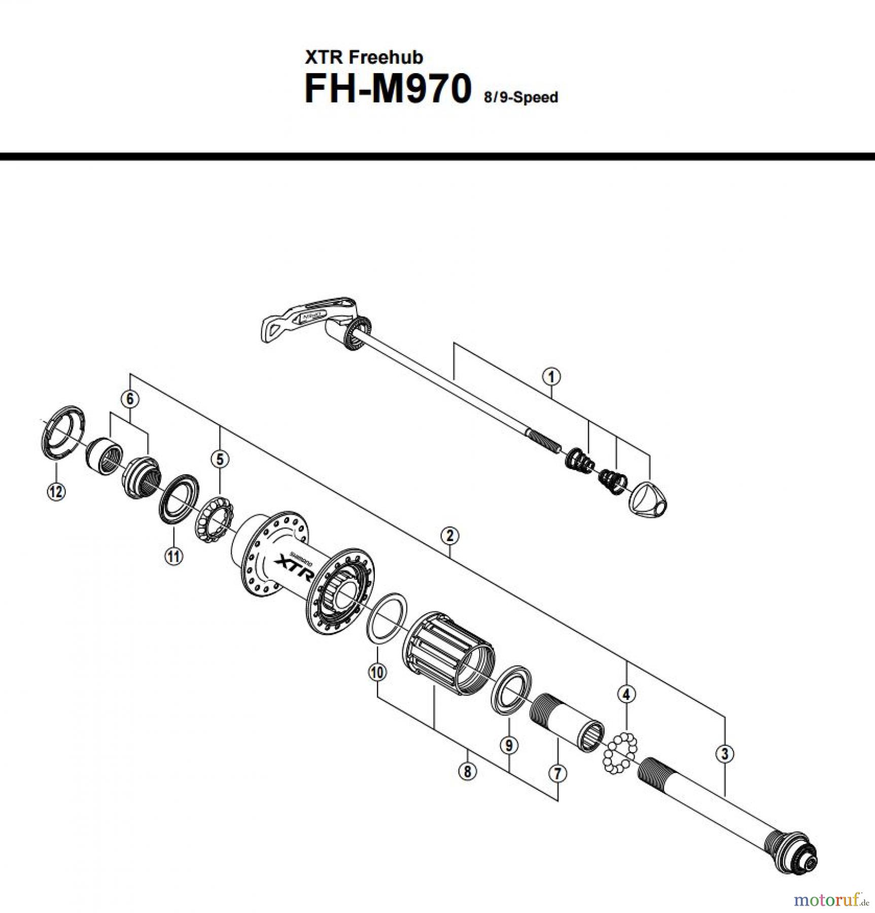  Shimano FH Free Hub - Freilaufnabe FH-M970 -2546 XTR Freehub  8/9-fach