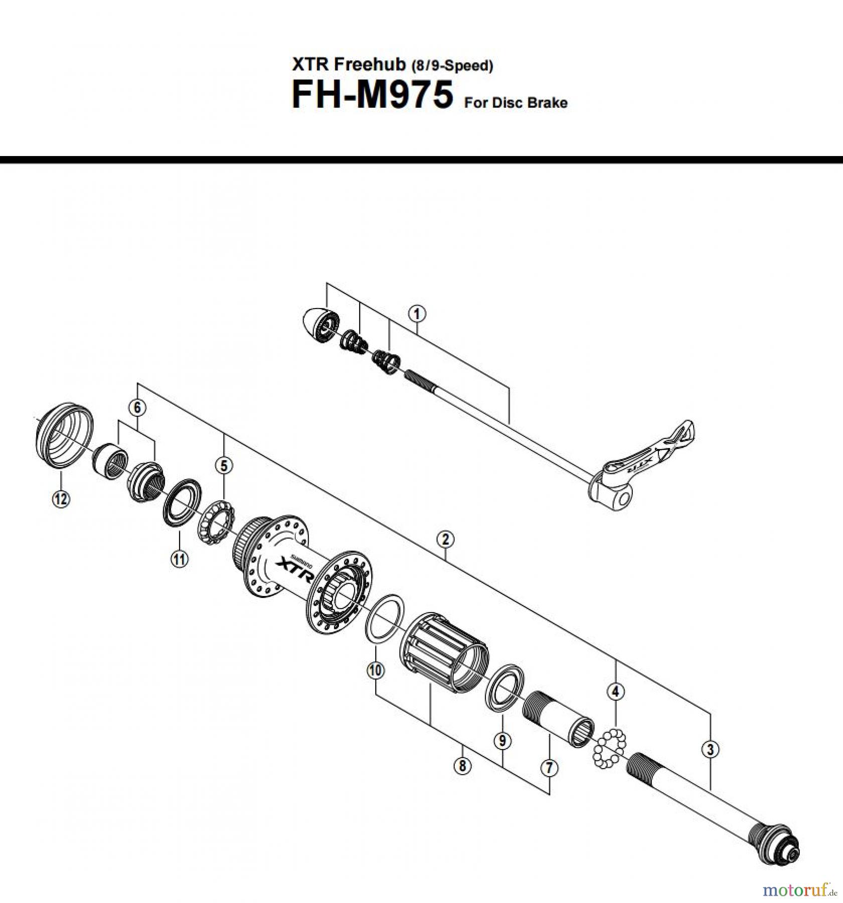  Shimano FH Free Hub - Freilaufnabe FH-M975 -2547 XTR Freehub (8/9-Speed)