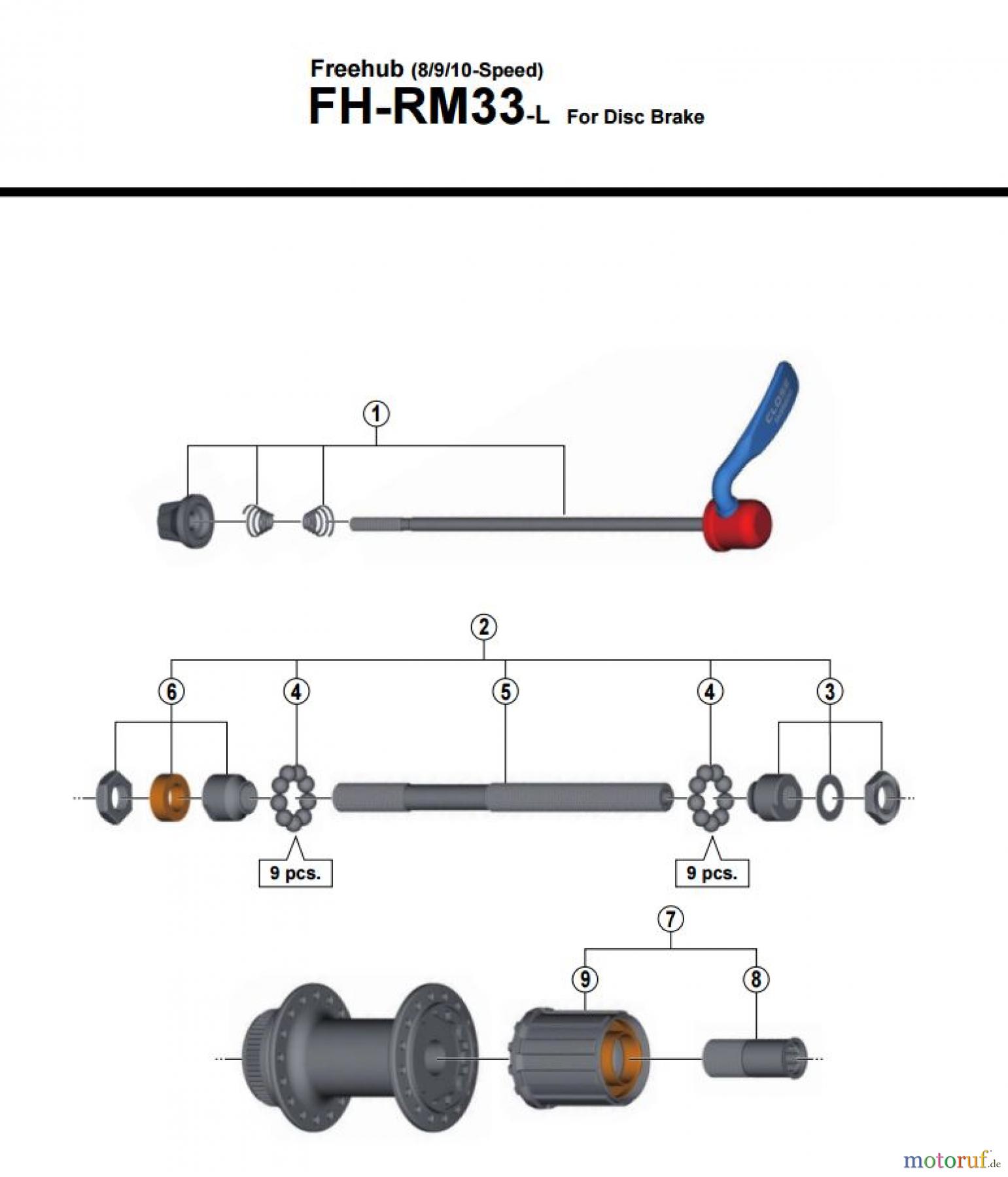  Shimano FH Free Hub - Freilaufnabe FH-RM33- 3650  Freehub (8/9/10-Speed)