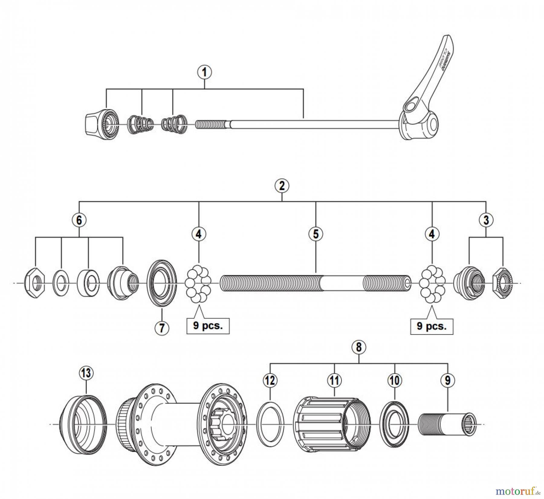  Shimano FH Free Hub - Freilaufnabe FH-T665 DEORE LX Freehub (8/9-Speed) 