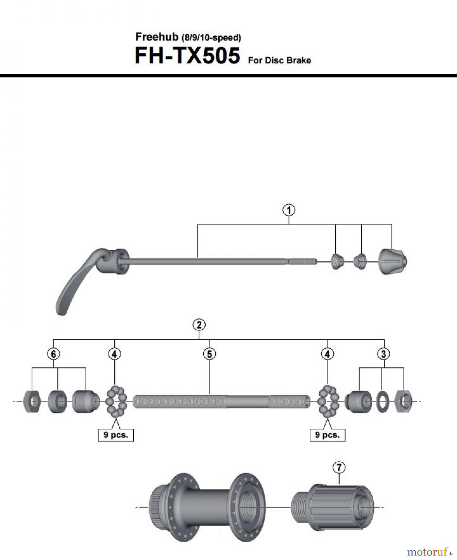  Shimano FH Free Hub - Freilaufnabe FH-TX505 Freehub (8/9/10-speed)