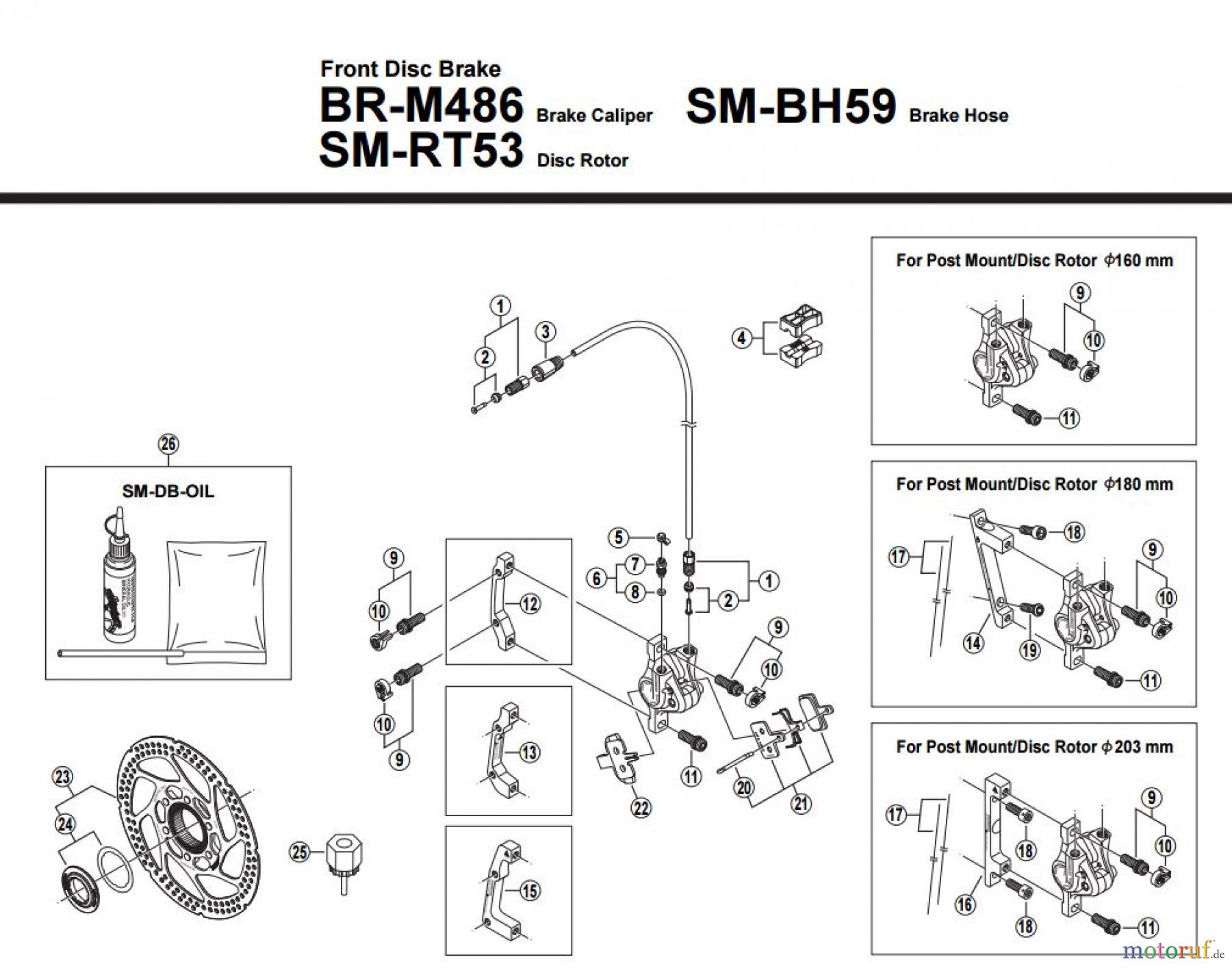  Shimano BR Brake - Bremse BR-M486-F-2883 Front Disc Brake