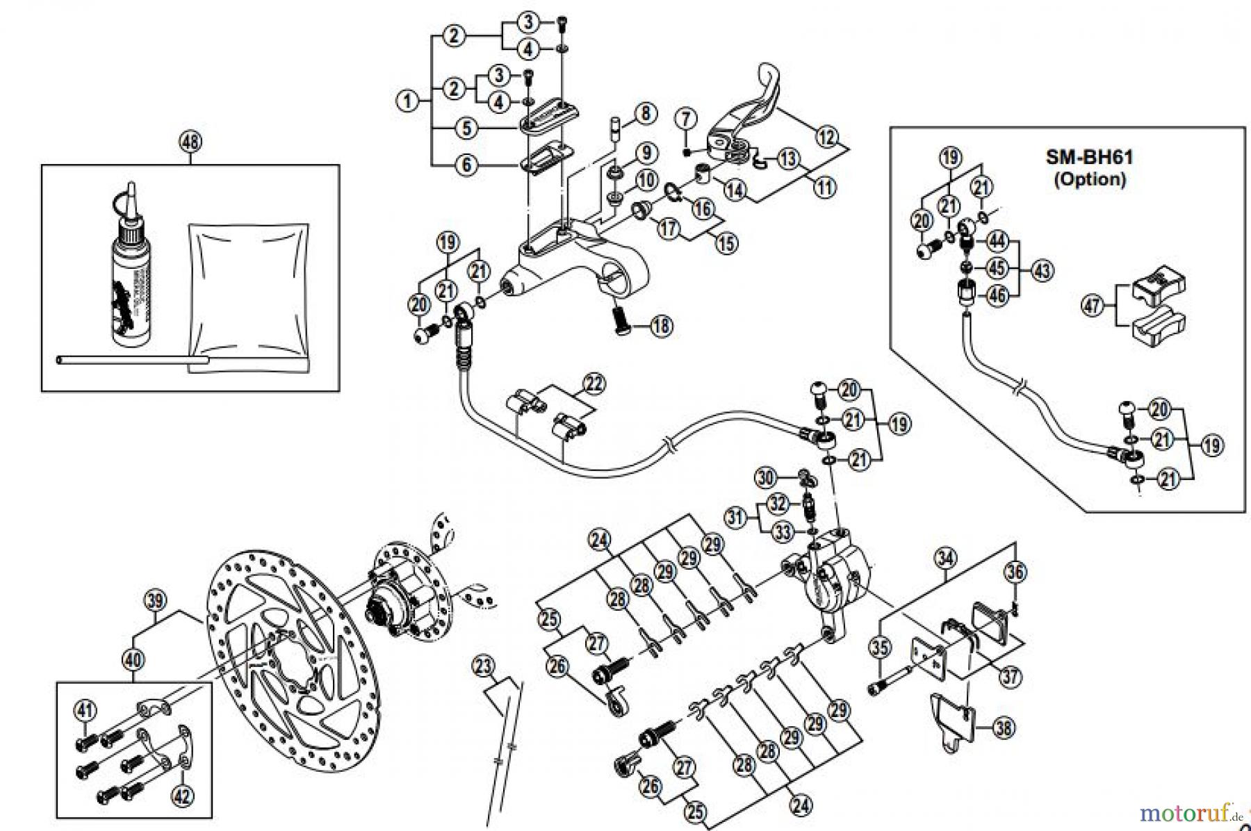  Shimano BR Brake - Bremse BR-M555, BL-M555 SHIMANO DEORE Hinterrad-Scheibenbremse von 2003