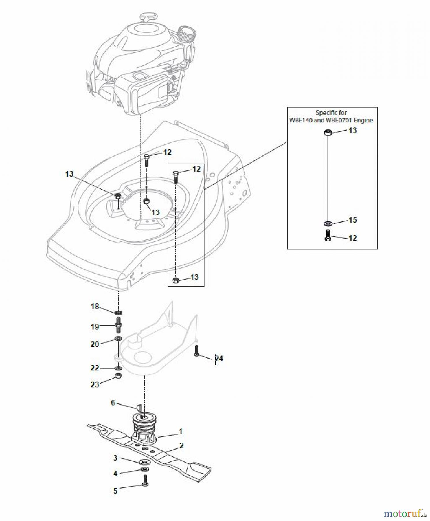  Global Garden Products GGP Rasenmäher Benzin Mit Antrieb 2017 ES 534 TR Blade and Hub for GGP 100cc Engine