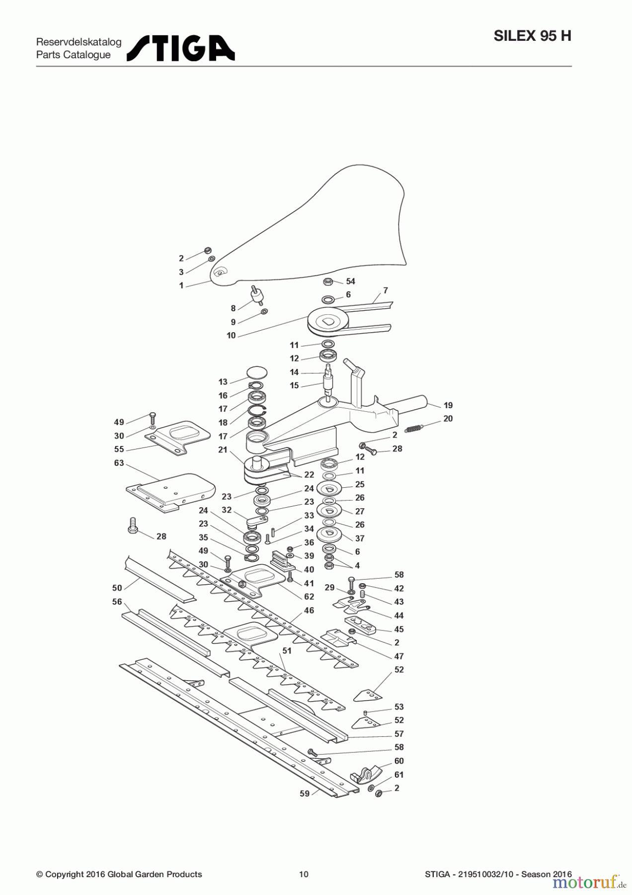  Stiga Motorhacken 2017 Benzin Silex 95 H 219510032/10 - Season 2017 Blade