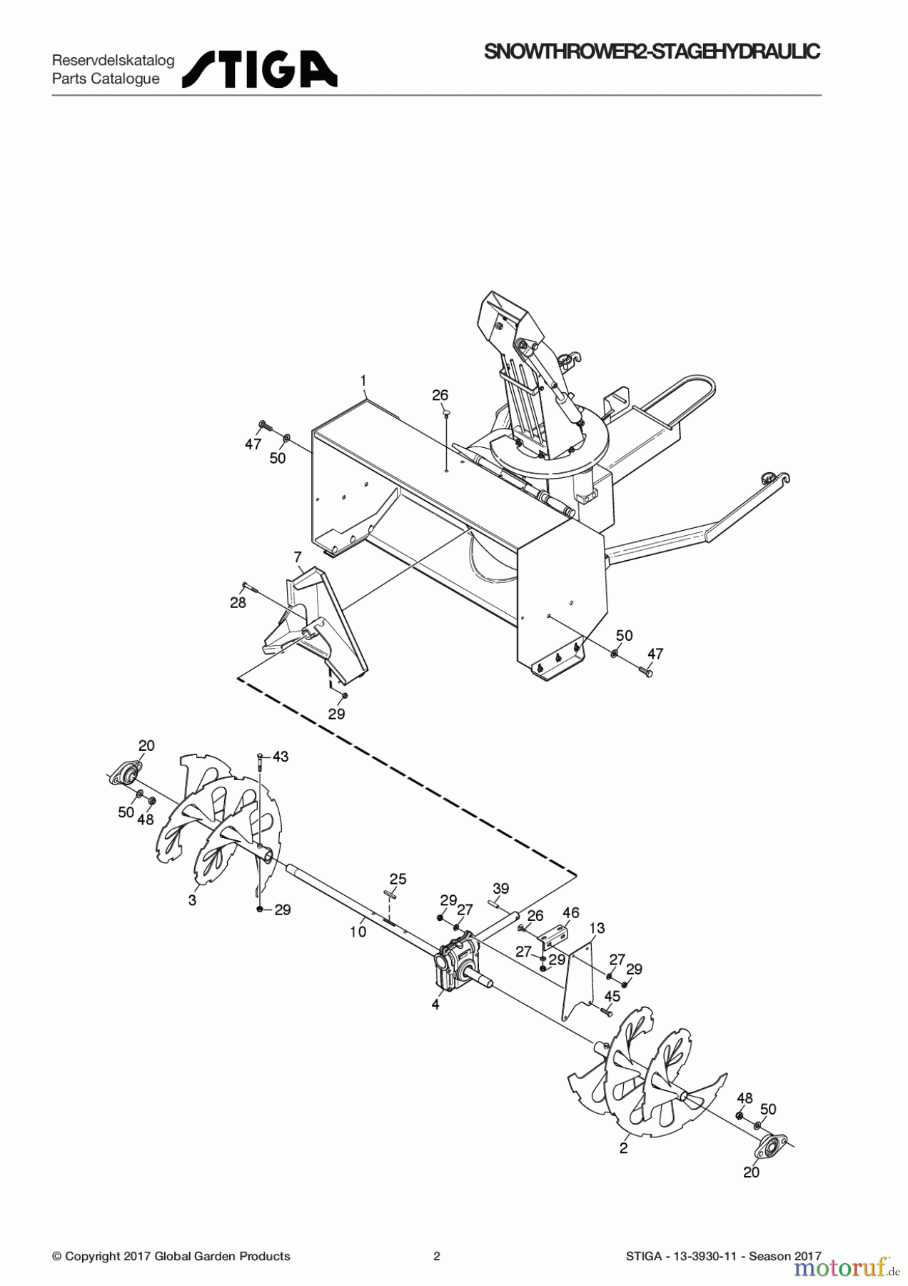  Stiga Frontmäher Zubehör Anbau 2017 Front Mower SNOW THROWER 2-STAGE HYDRAULIC 13-3930-11 - Season 2017 Snow Thrower