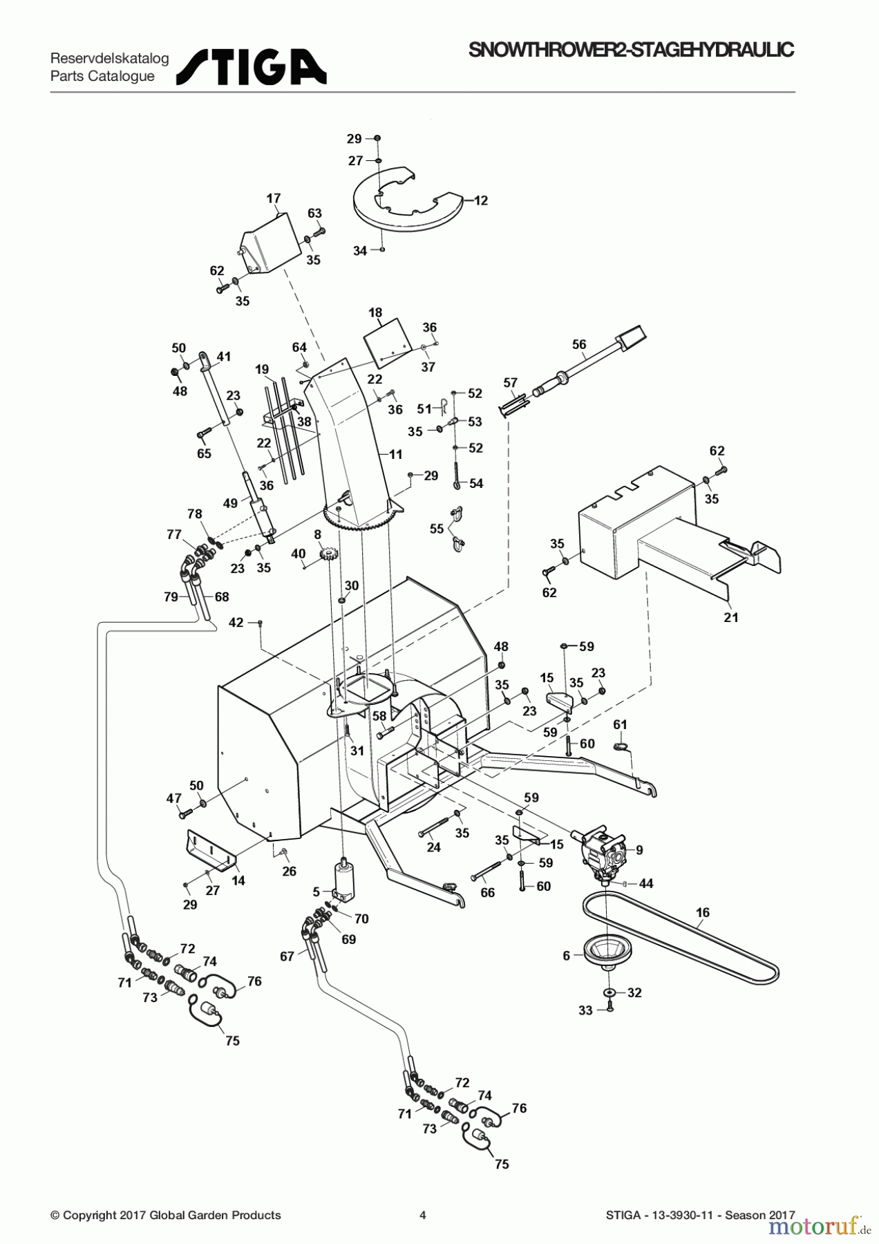  Stiga Frontmäher Zubehör Anbau 2017 Front Mower SNOW THROWER 2-STAGE HYDRAULIC 13-3930-11 - Season 2017 Snow Thrower