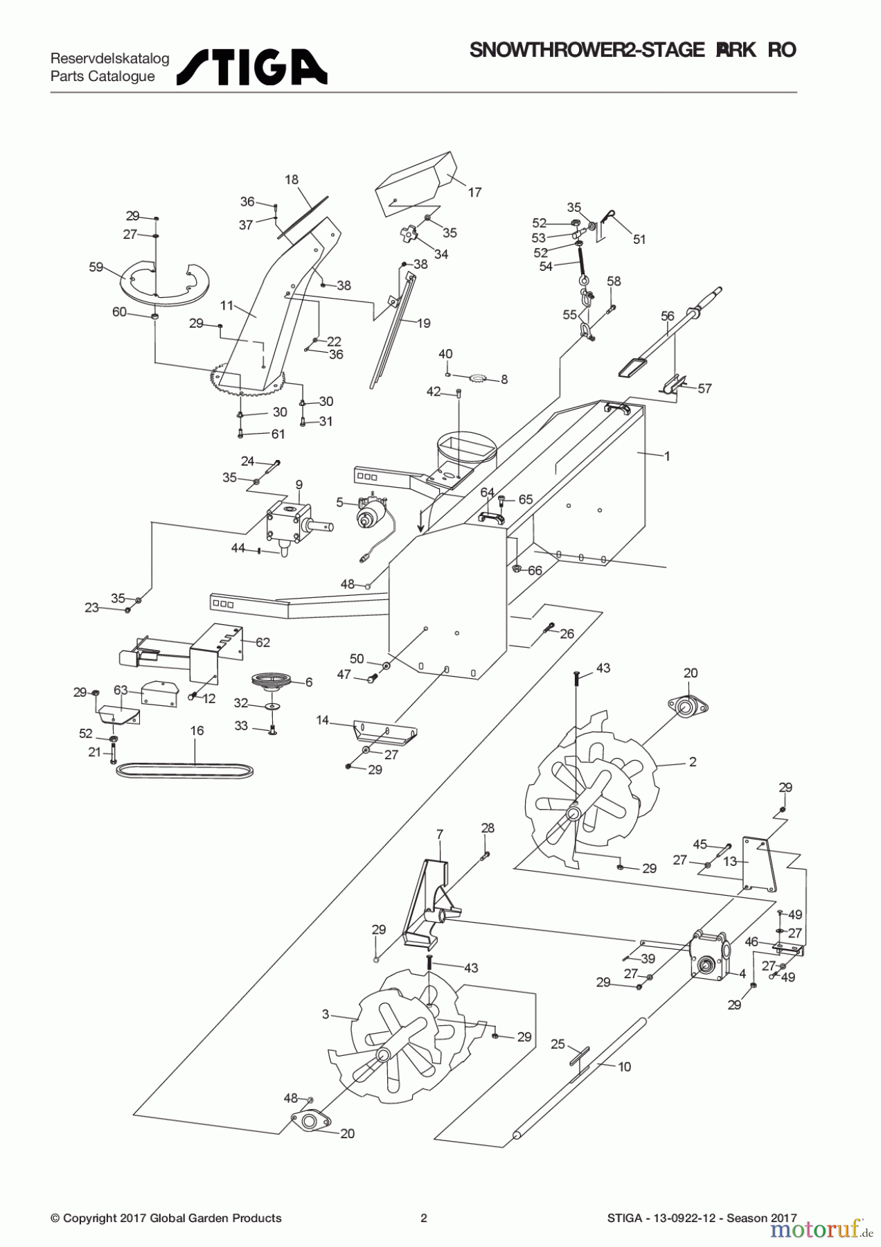  Stiga Frontmäher Anbau 2017 Front Mower SNOW THROWER 2-Stage Park Pro 13-0922-12 - Season 2017