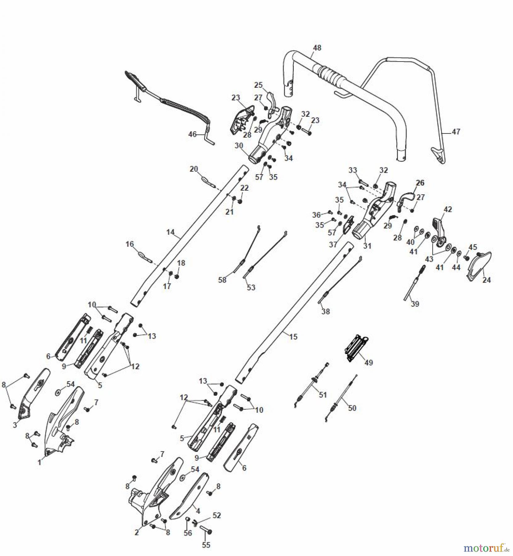  Global Garden Products GGP Rasenmäher Baujahr 2017 Benzin Mit Antrieb 2017 MP2 554 SVQ Chassis/Handle, Upper Part