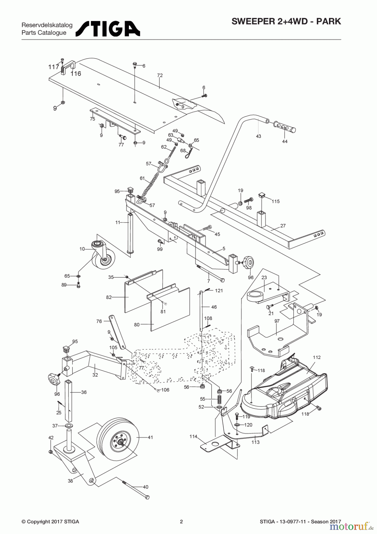  Stiga Frontmäher Zubehör Anbau 2017 Front Mower SWEEPER 2+4WD - Park 13-0977-11 - Season 2017 Rotary brush