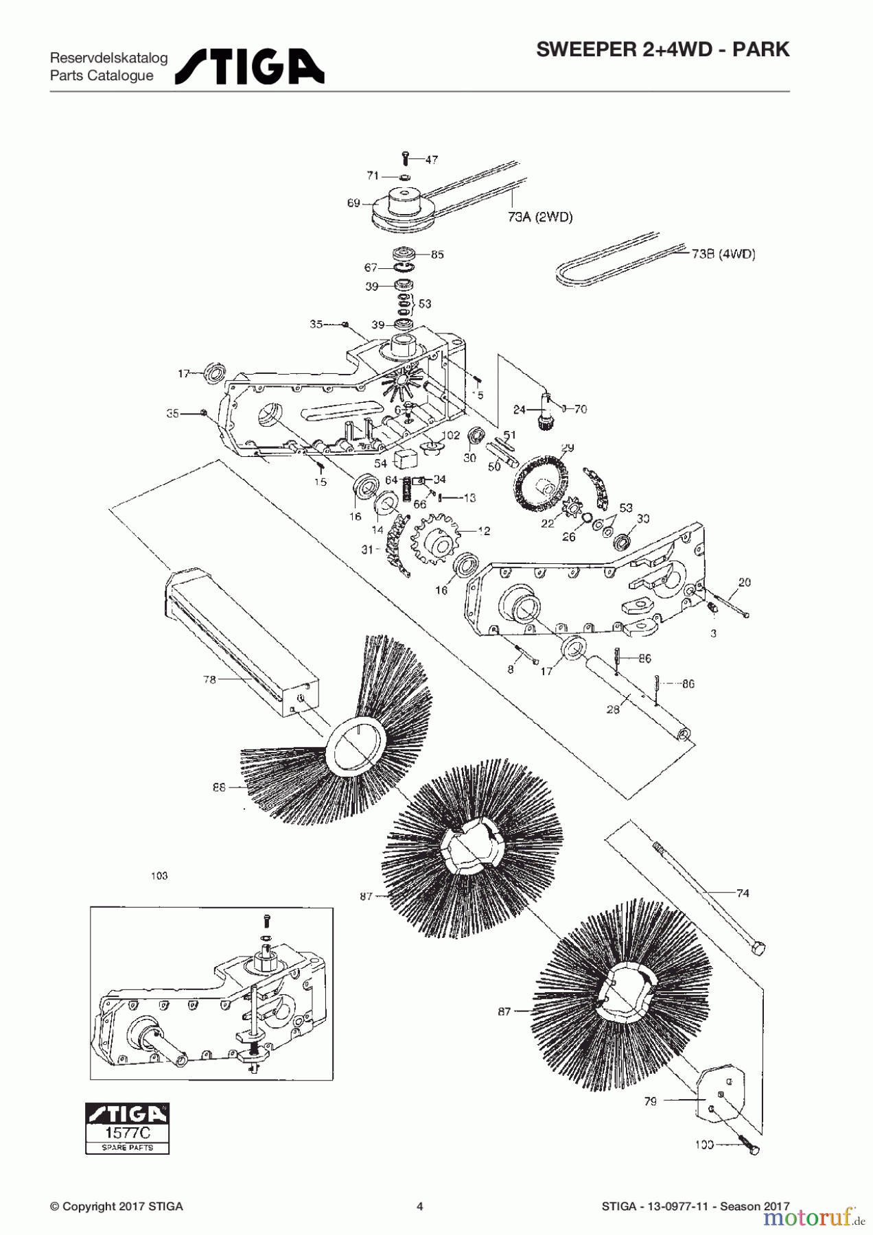  Stiga Frontmäher Anbau 2017 Front Mower SWEEPER 2+4WD - Park 13-0977-11 - Season 2017 Rotary brush