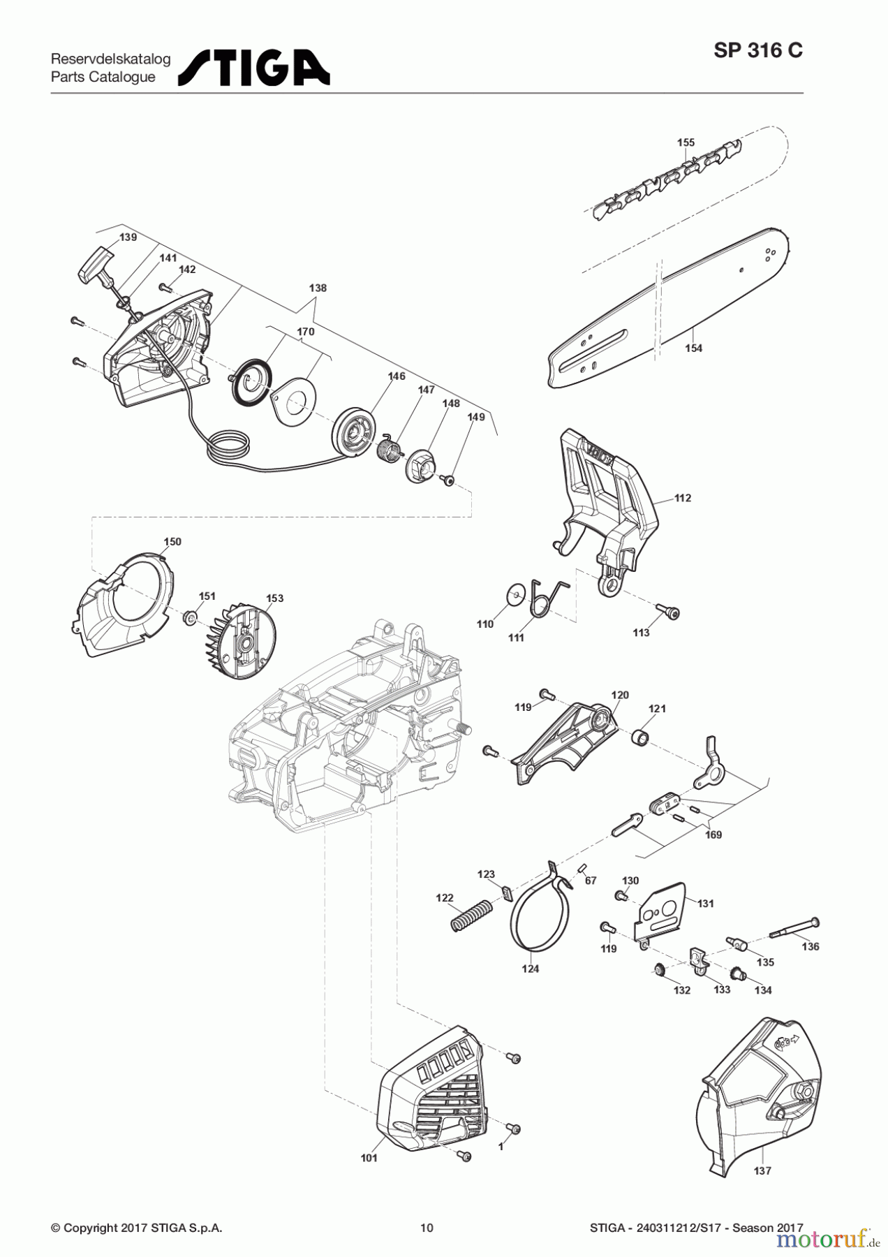  Stiga Kettensägen Benzin 2017 SP 316 C 240311212/S17 - Season 2017 Housing