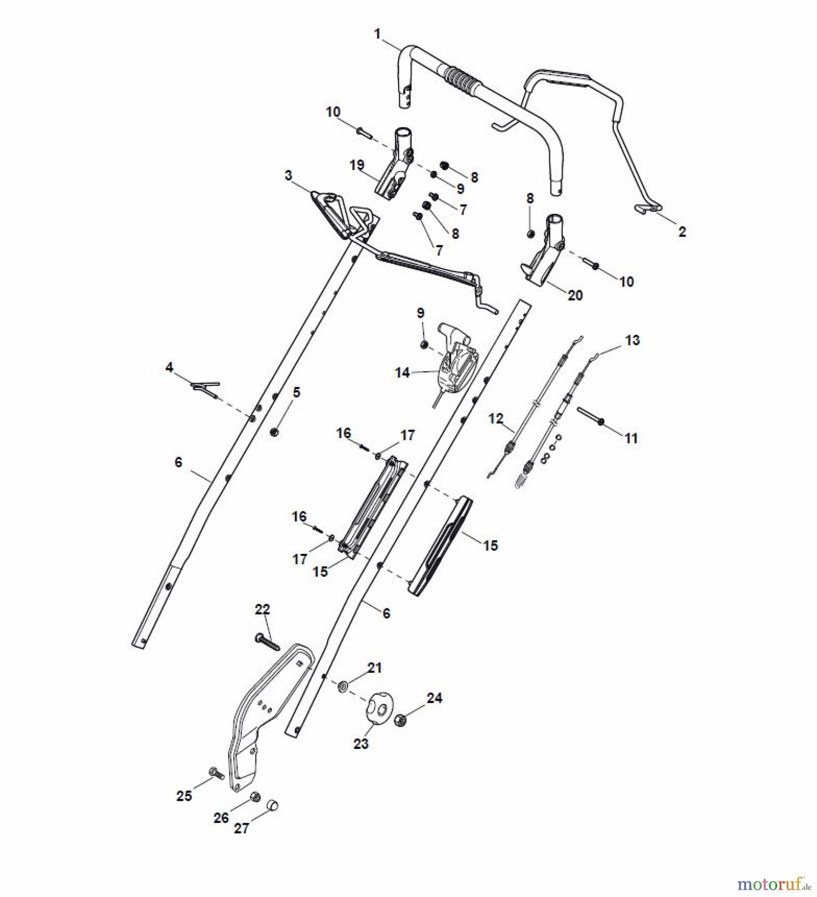  Global Garden Products GGP Rasenmäher Baujahr 2017 Benzin Mit Antrieb 2017 NP 534 W TR/E Handle, Upper Part