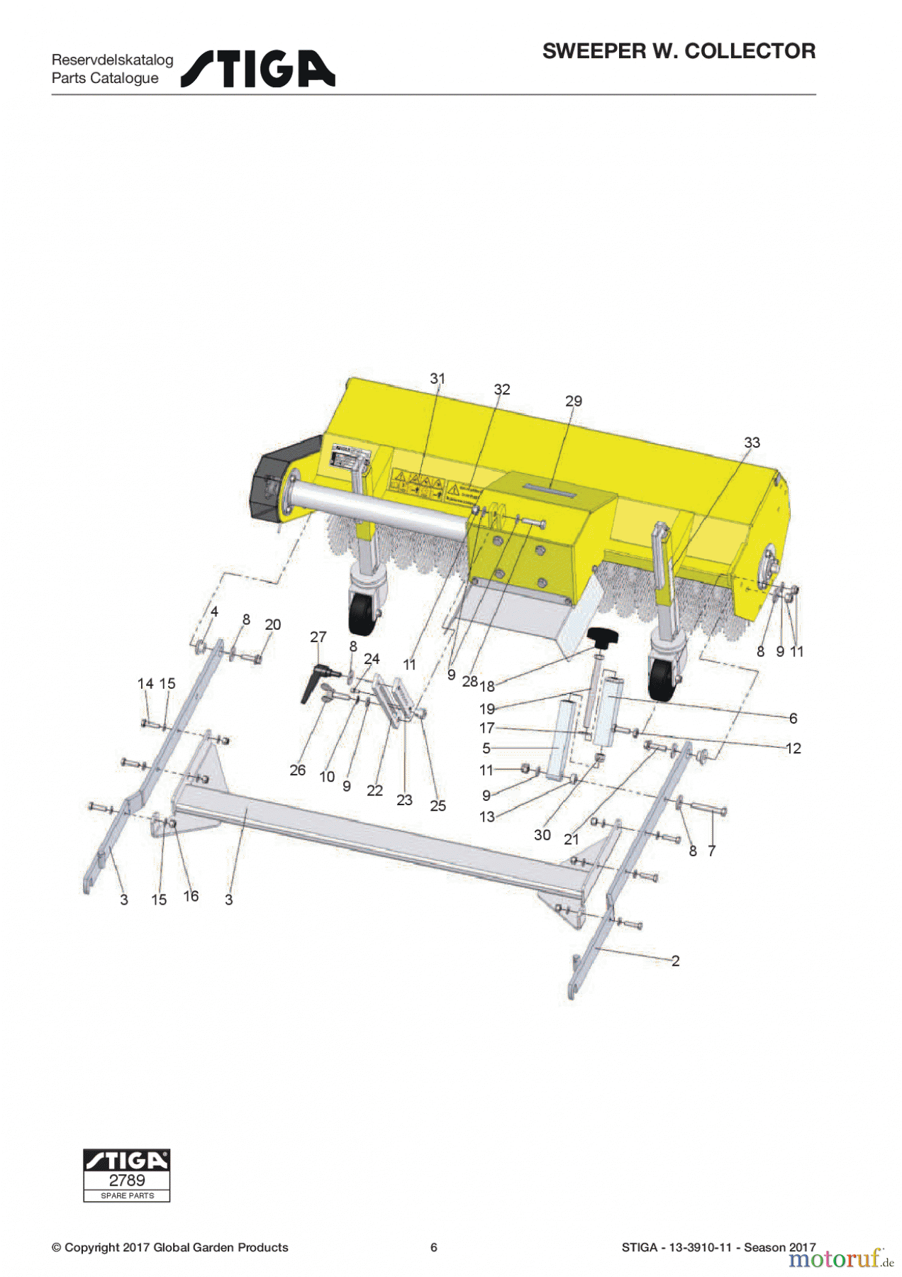  Stiga Frontmäher Anbau 2017 Front Mower SWEEPER With COLLECTOR 13-3910-11 - Season 2017 Frame