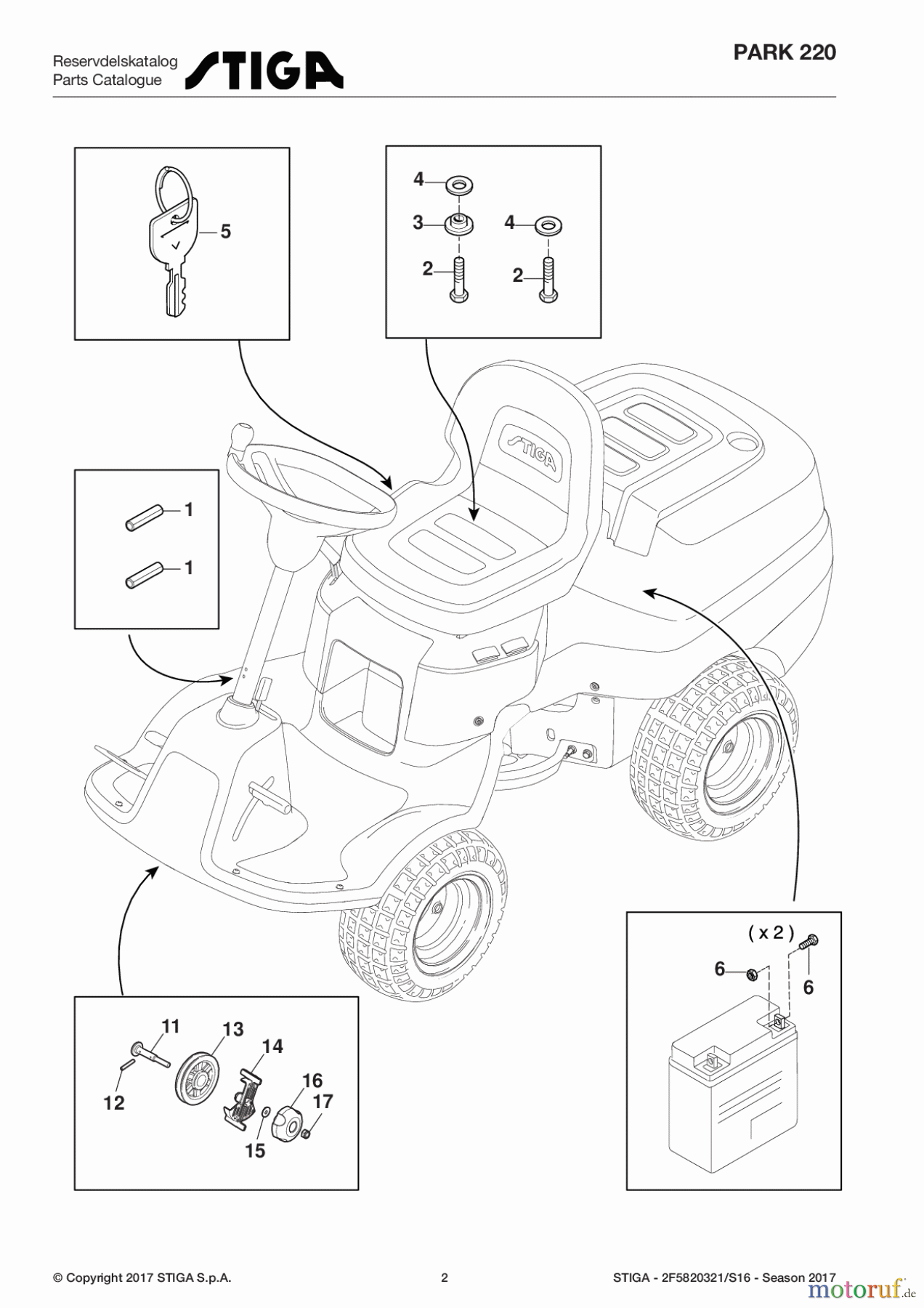  Stiga Frontmäher Grundgerät Park 2017 Park 220 2F5820321/S16 - Season 2017 Assembly parts