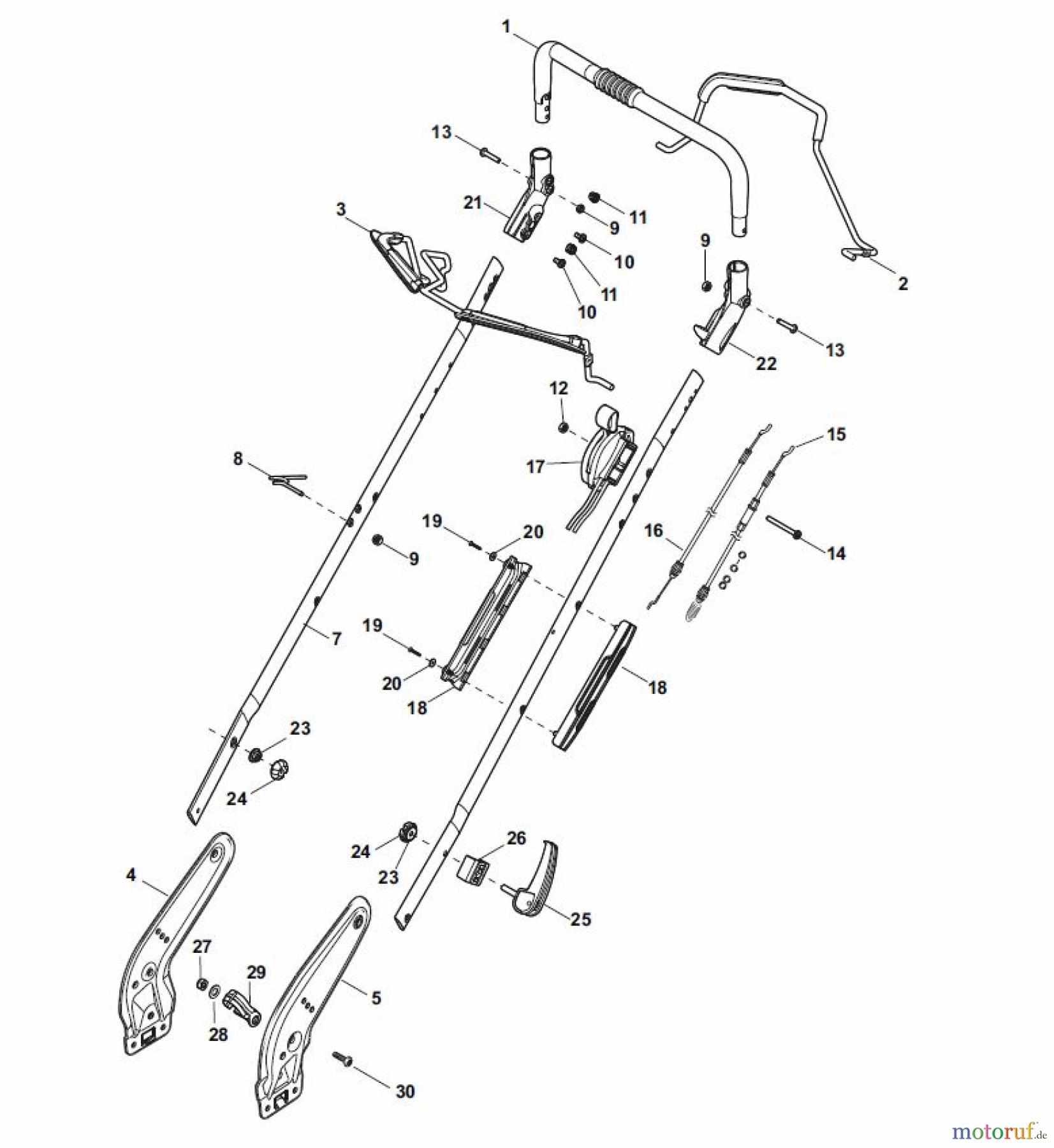  Global Garden Products GGP Rasenmäher Benzin Mit Antrieb 2017 NTL 534 W TR - 534 W TRQ Handle, Upper Part