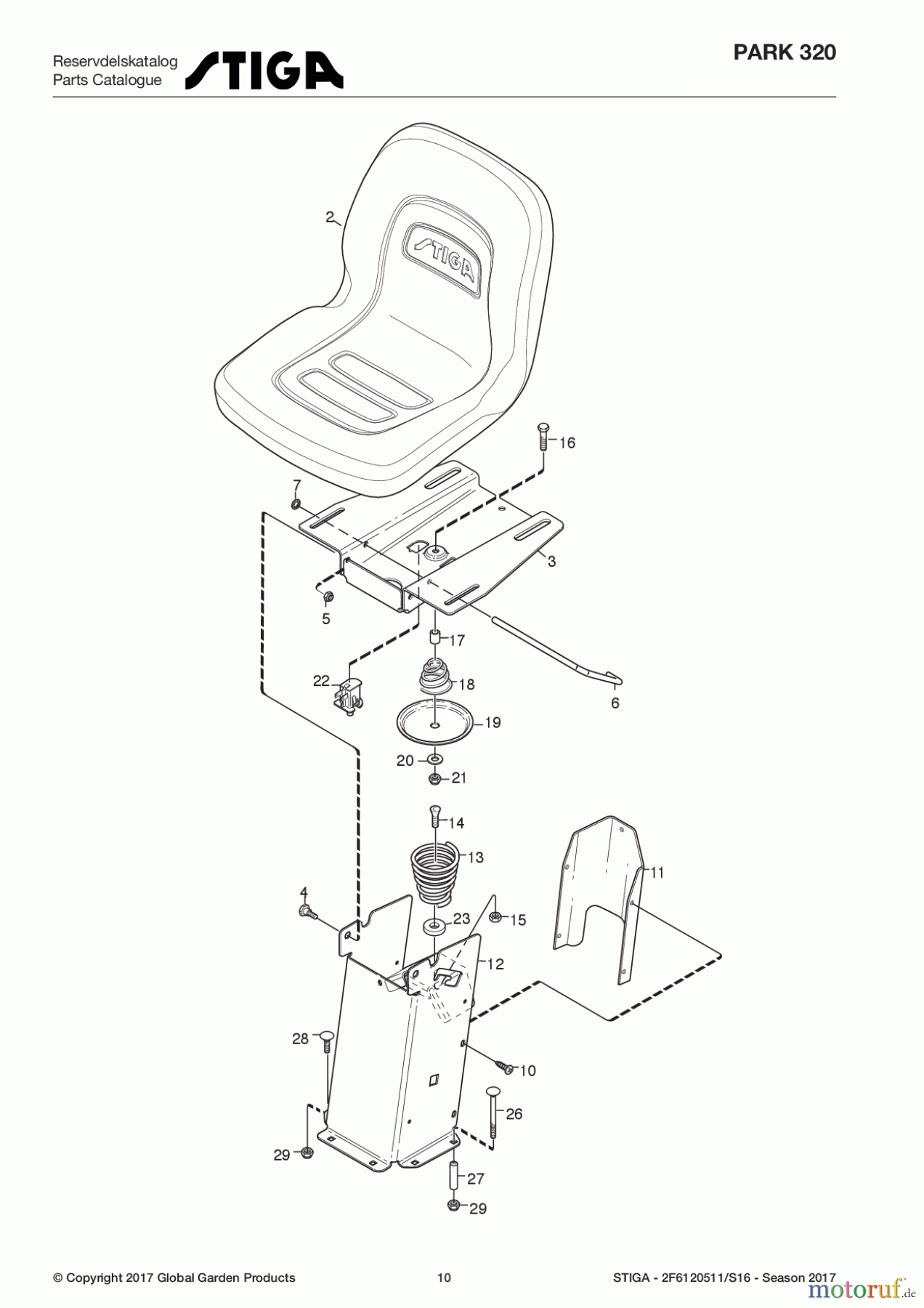  Stiga Frontmäher Baujahr 2017 Park Compact 2017 Park 320 2F6120511/S16 - Season 2017 Seat