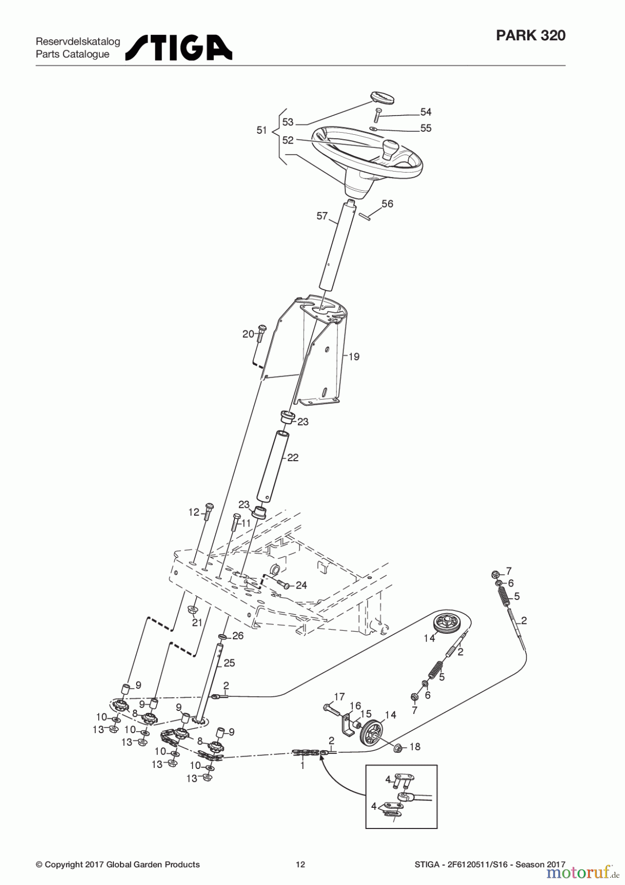  Stiga Frontmäher Baujahr 2017 Park Compact 2017 Park 320 2F6120511/S16 - Season 2017 Steering