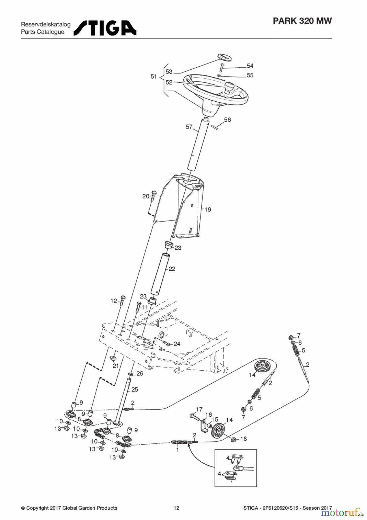  Stiga Frontmäher Baujahr 2017 Park Compact 2017 Park 320 MW 2F6120620/S15 - Season 2017 Steering