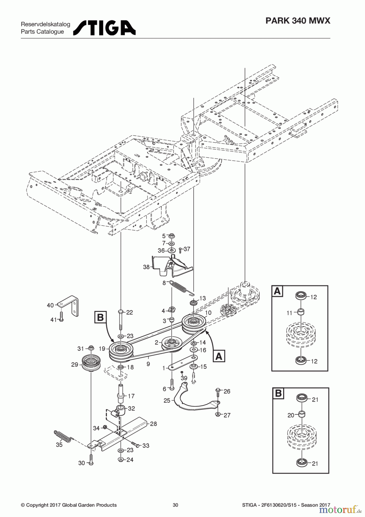  Stiga Frontmäher Baujahr 2017 Park Compact 2017 Park 340 MWX 2F6130620/S15 - Season 2017 Power take-off