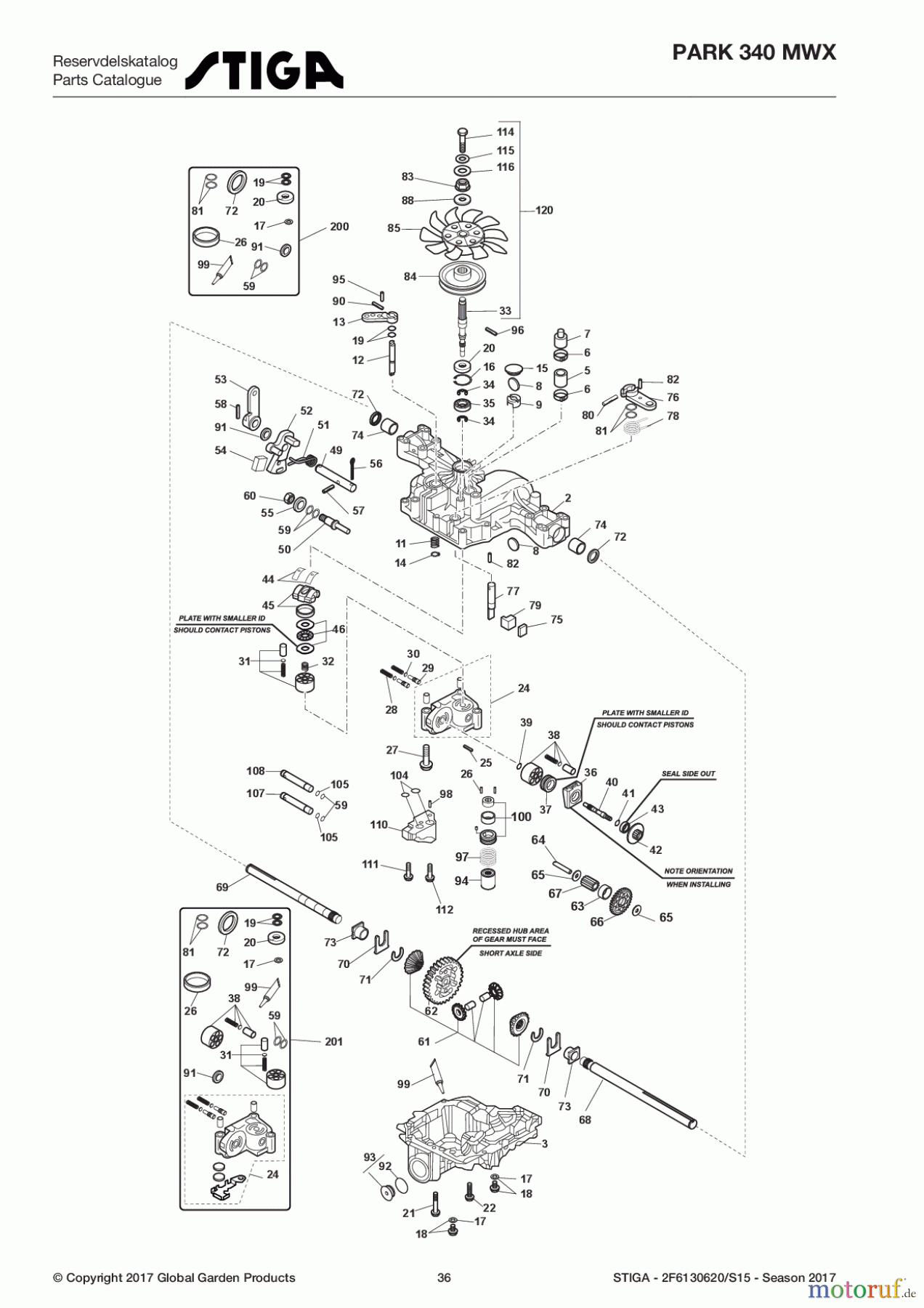  Stiga Frontmäher Grundgerät Park Compact 2017 Park 340 MWX 2F6130620/S15 - Season 2017 Transmission