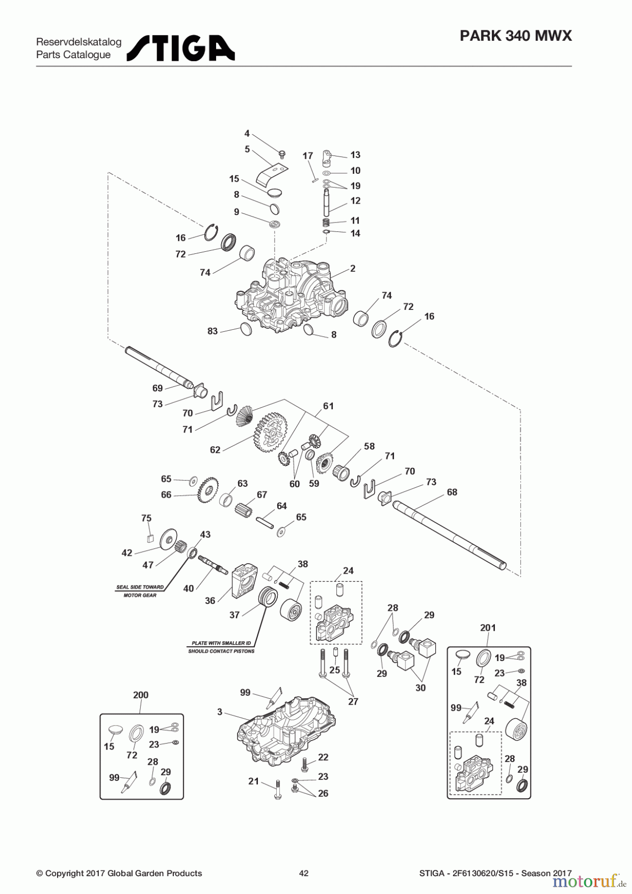  Stiga Frontmäher Grundgerät Park Compact 2017 Park 340 MWX 2F6130620/S15 - Season 2017 Transmission