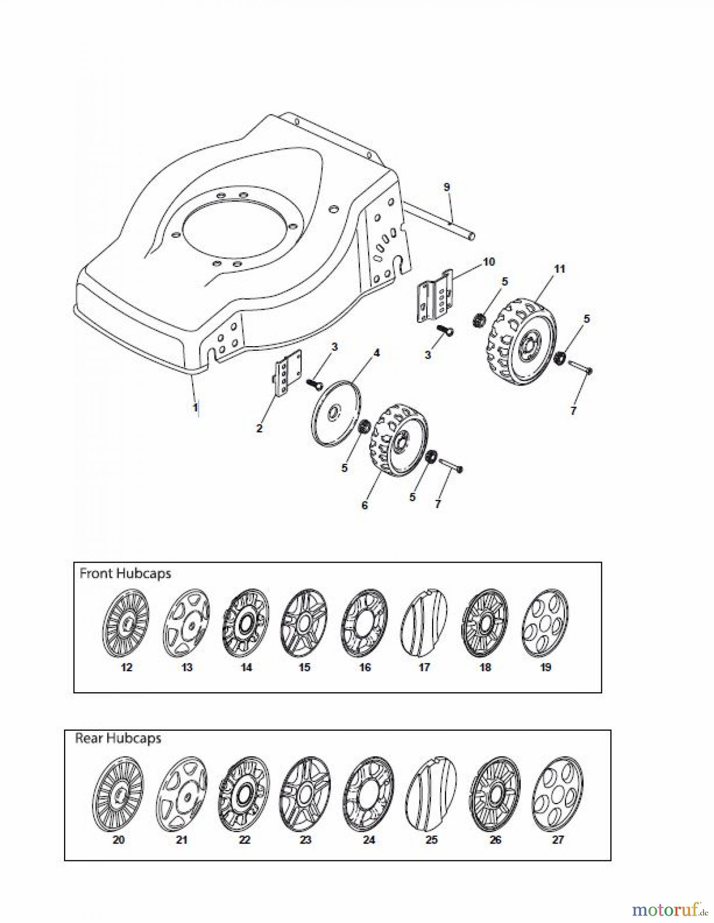  Global Garden Products GGP Rasenmäher Baujahr 2017 Benzin Ohne Antrieb 2017 ES 464 Wheels - Fixing by Screw