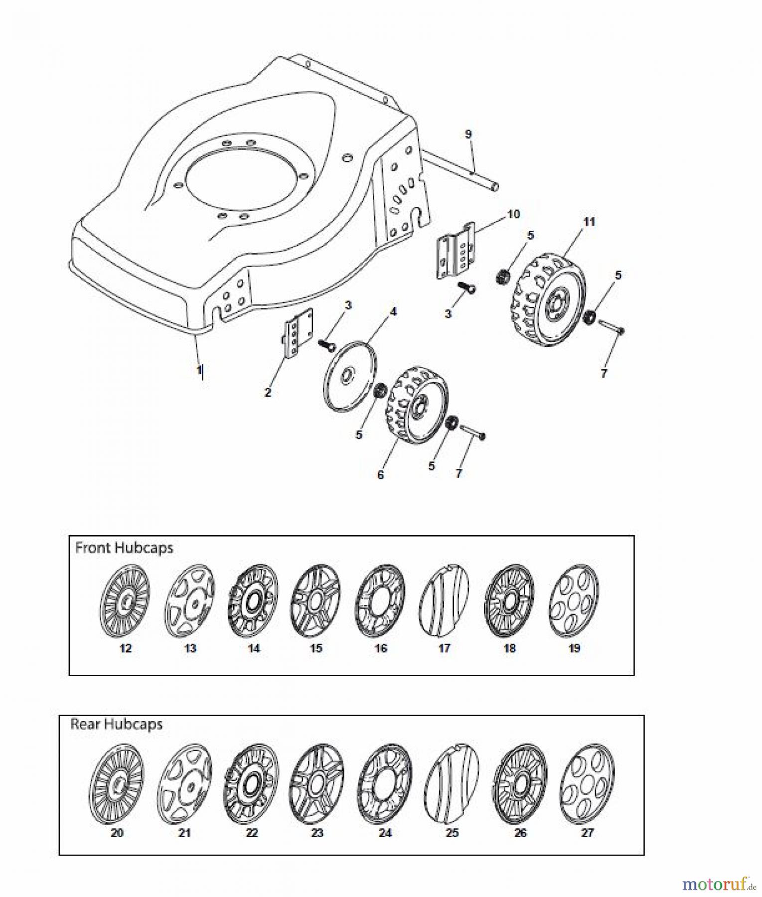  Global Garden Products GGP Rasenmäher Baujahr 2017 Benzin Ohne Antrieb 2017 ES 534 Wheels - Fixing by Screw